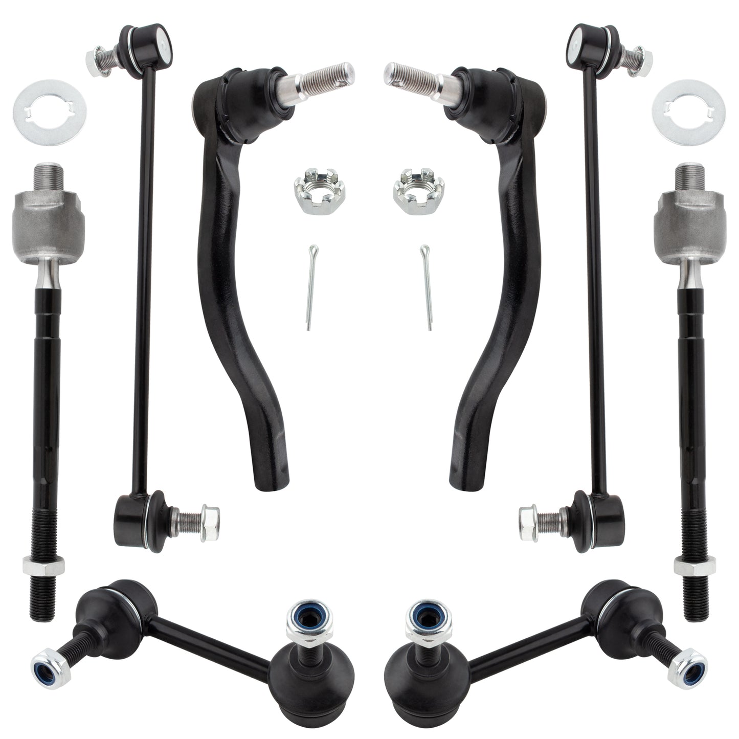 BOXI (Set of 8) Front & Rear Sway Bar End Links + Inner & Outer Tie Rod Ends Fit for Nissan Maxima