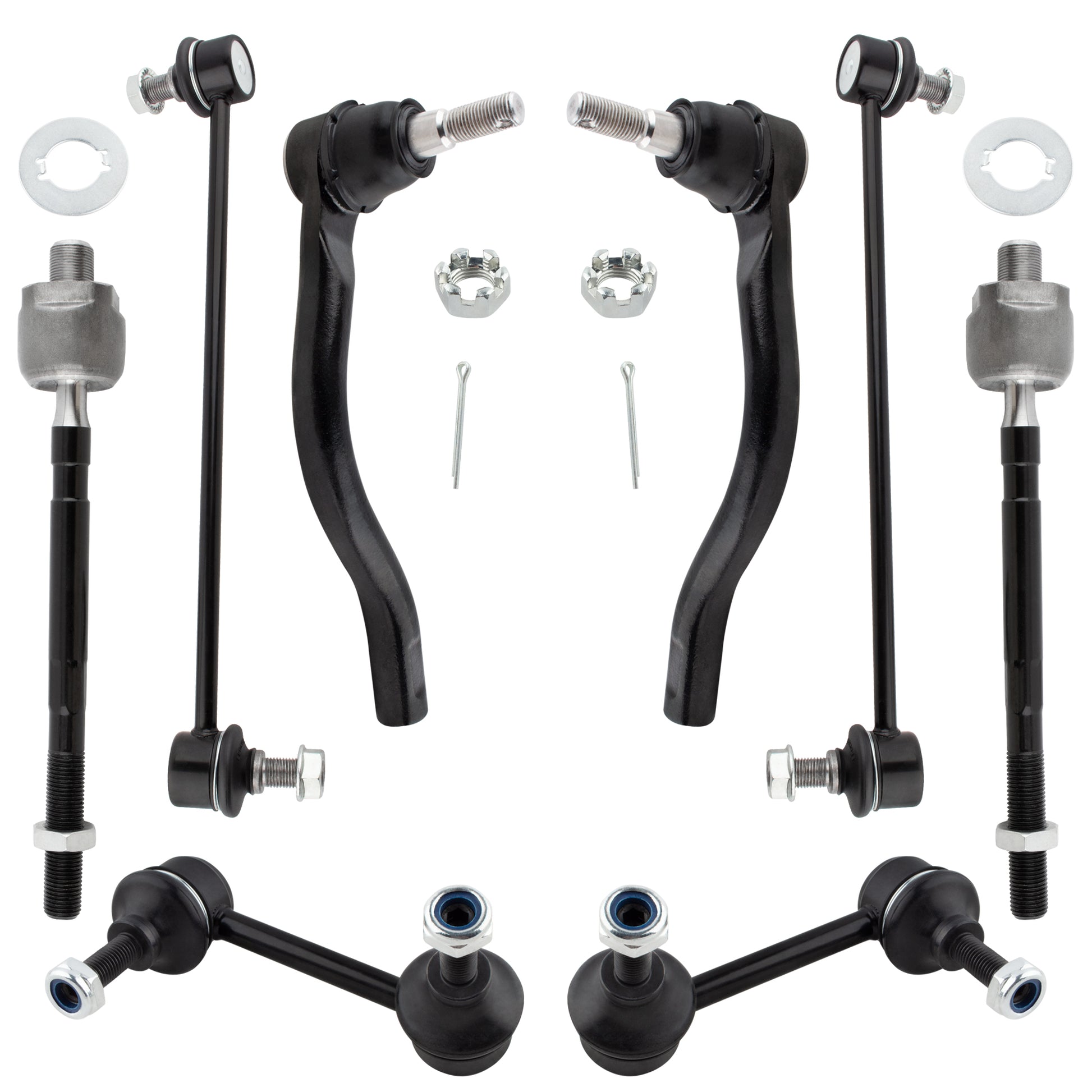 BOXI (Set of 8) Front & Rear Sway Bar End Links + Inner & Outer Tie Rod Ends Fit for Nissan Maxima