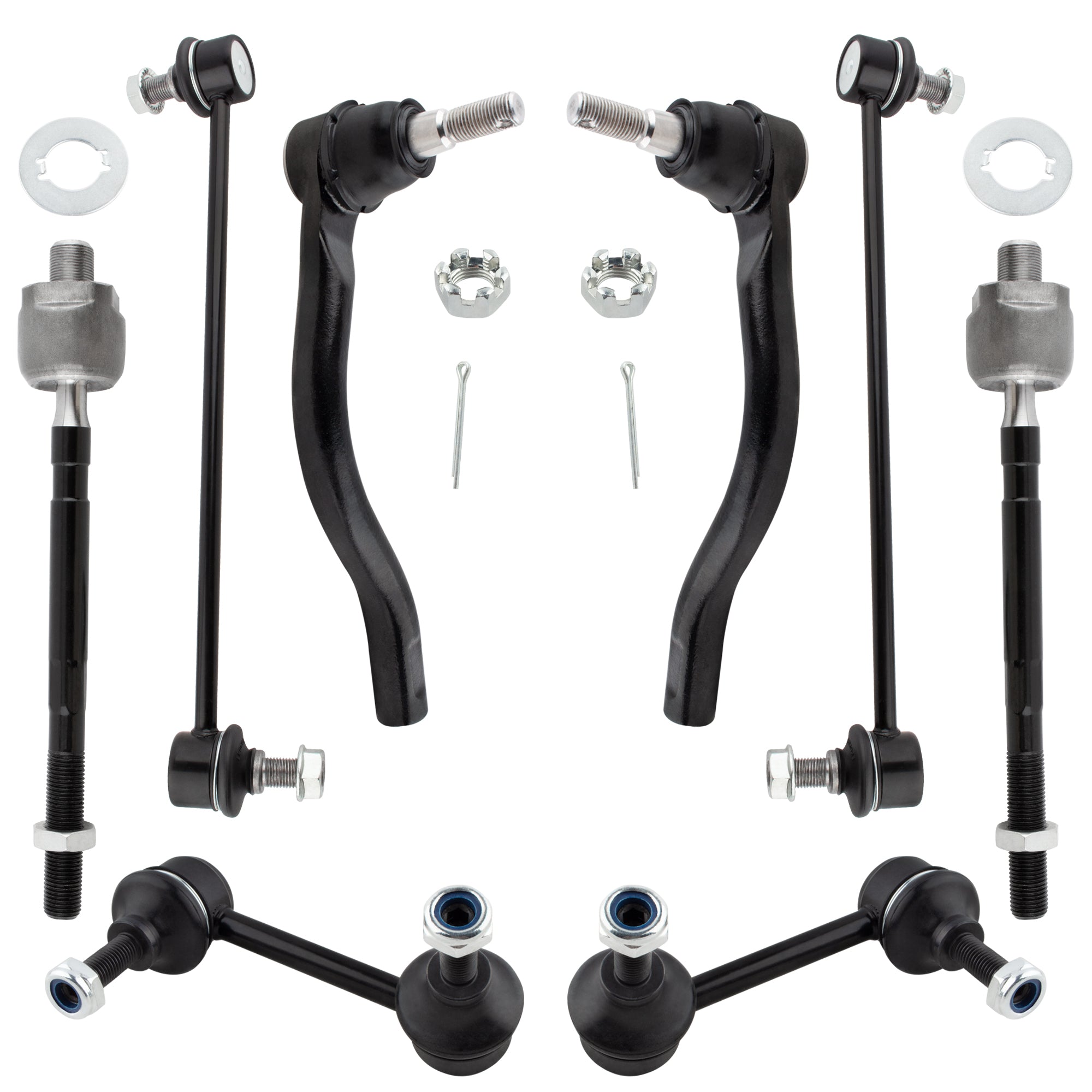 BOXI (Set of 8) Front & Rear Sway Bar End Links + Inner & Outer Tie Rod Ends Fit for Nissan Maxima