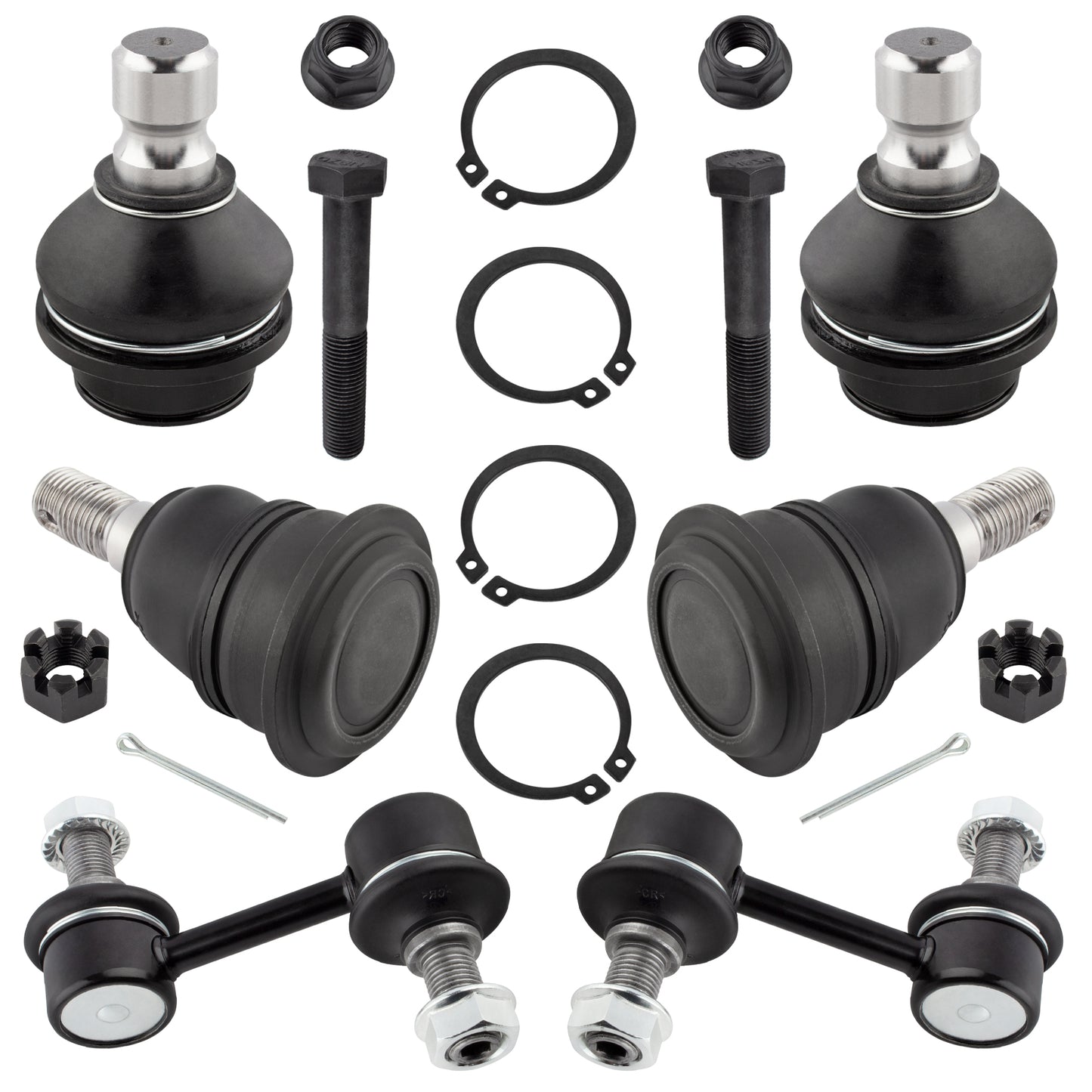 BOXI - 6pc Front Ball Joints Sway Bars for Nissan Titan Armada Infiniti QX56 4 Upper & Lower