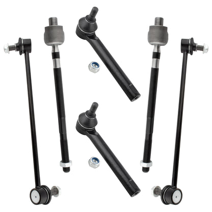 BOXI 6pcs Front Stabilizer Bar Link Outer Inner Tie Rod End ES800046 EV800047 K80255 K80256 - Front