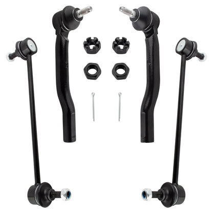 BOXI (Set of 4) Front and Rear Stabilizer Sway Bar End Links + Outer Tie Rod Ends fit for Nissan