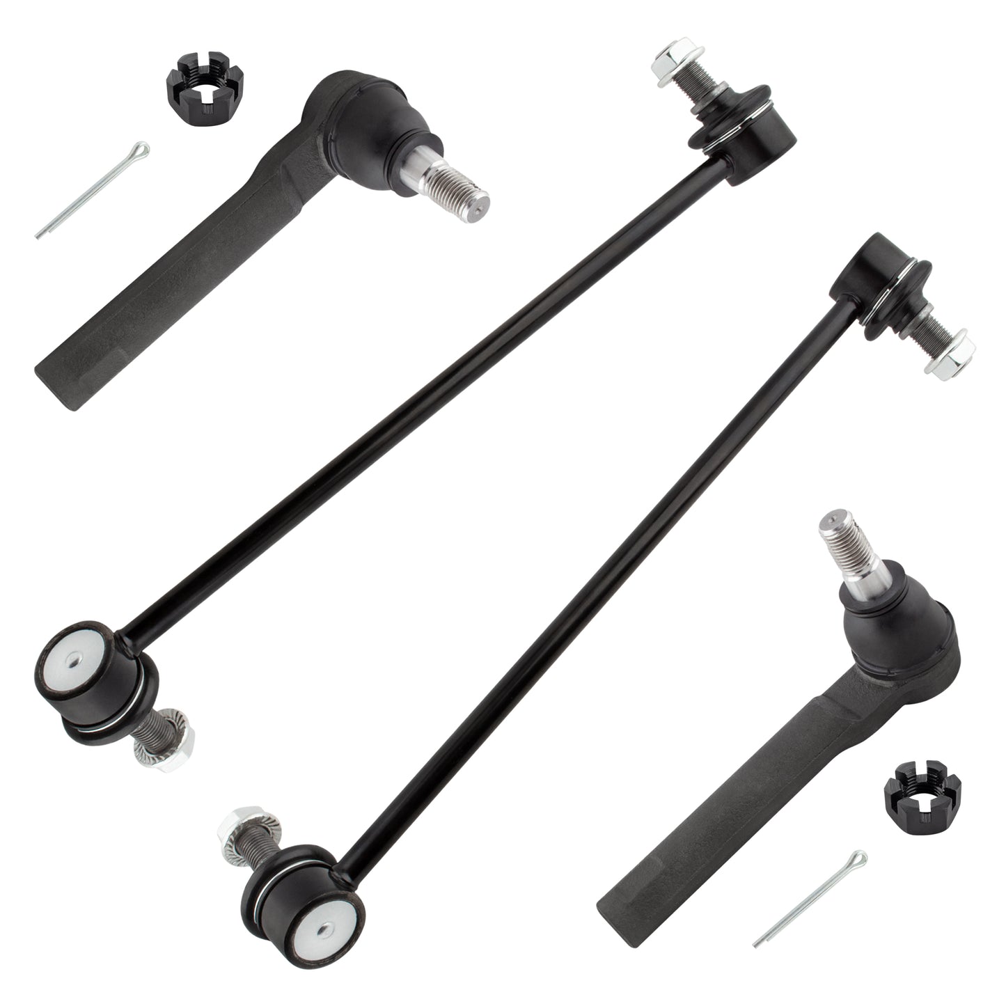 BOXI (Set of 4) 2x Front Sway Bar End Links + 2x Front Outer Tie Rods Kit Front Driver