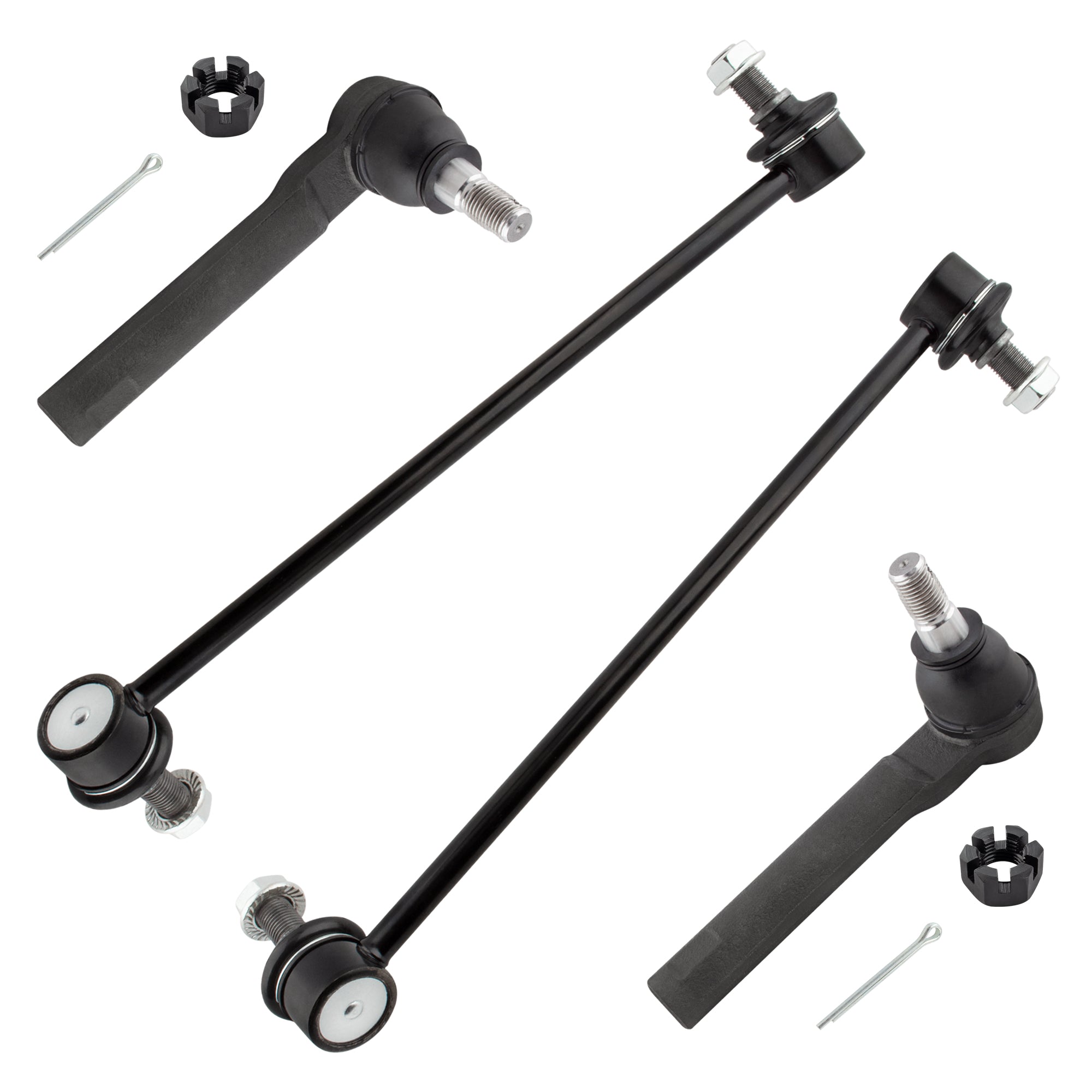 BOXI (Set of 4) 2x Front Sway Bar End Links + 2x Front Outer Tie Rods Kit Front Driver