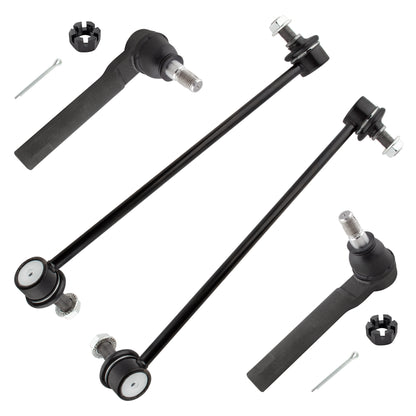 BOXI (Set of 4) 2x Front Sway Bar End Links + 2x Front Outer Tie Rods Kit Front Driver