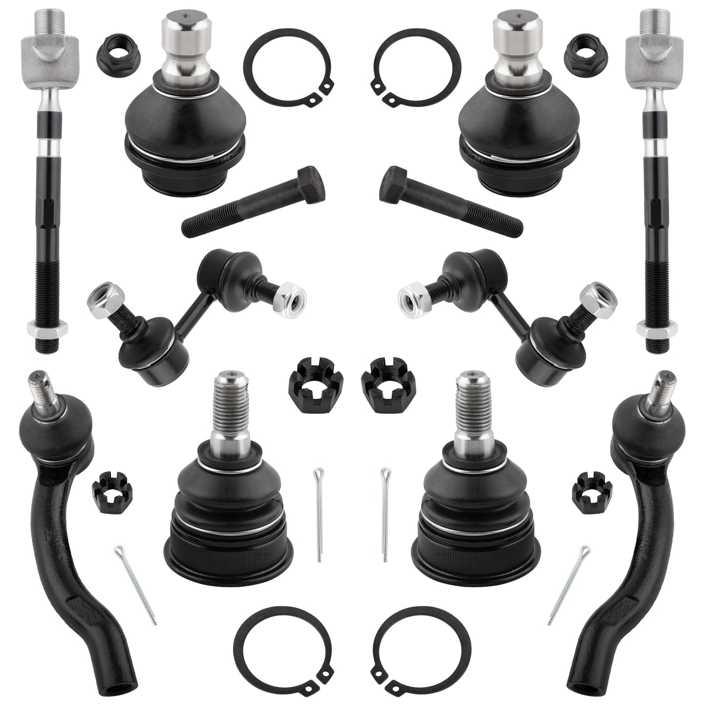 BOXI 10pc Front and Rear Suspension Kit Ball Joints Tie Rods Sway Bars Fit for Nissan Pathfinder
