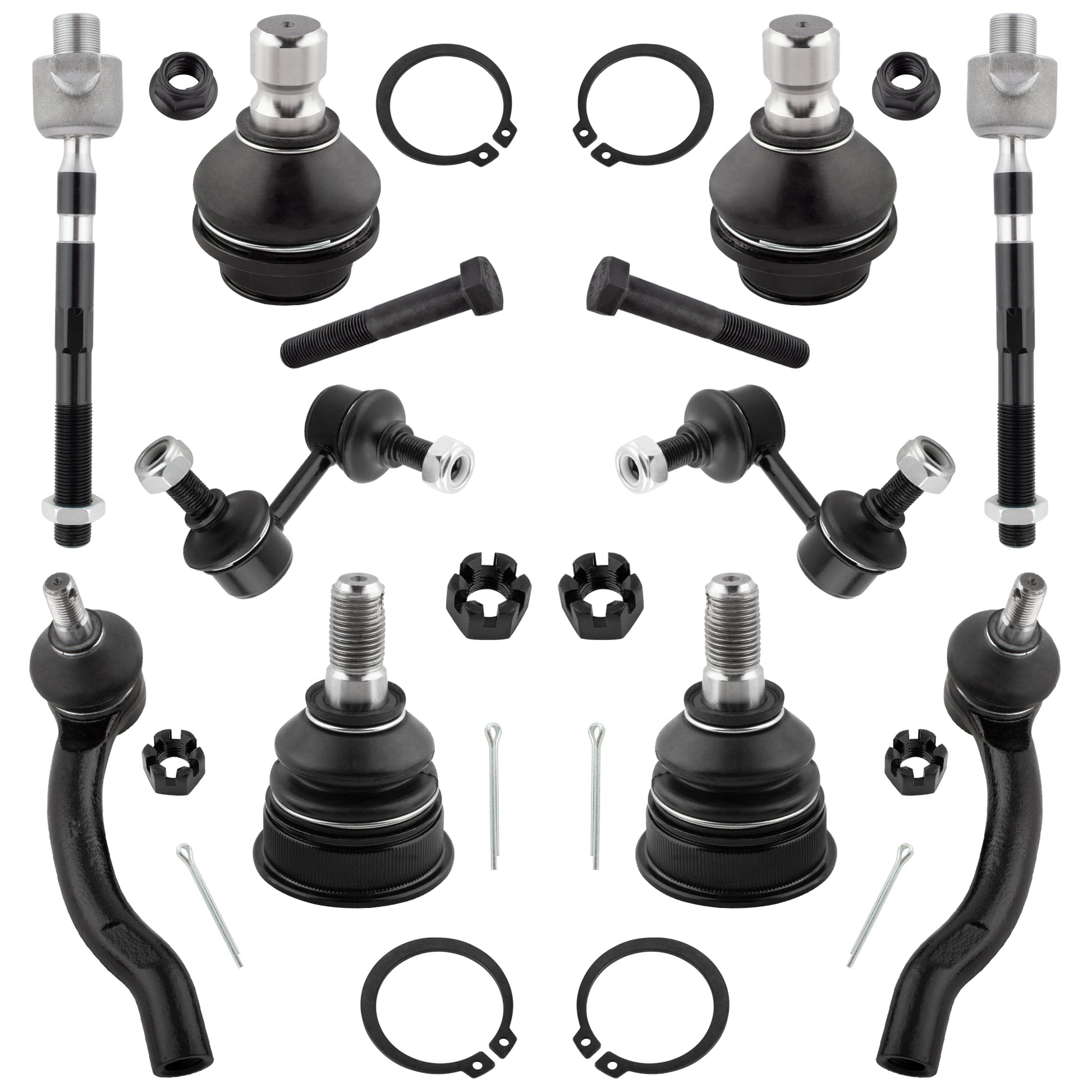 BOXI 10pc Front and Rear Suspension Kit Ball Joints Tie Rods Sway Bars Fit for Nissan Pathfinder