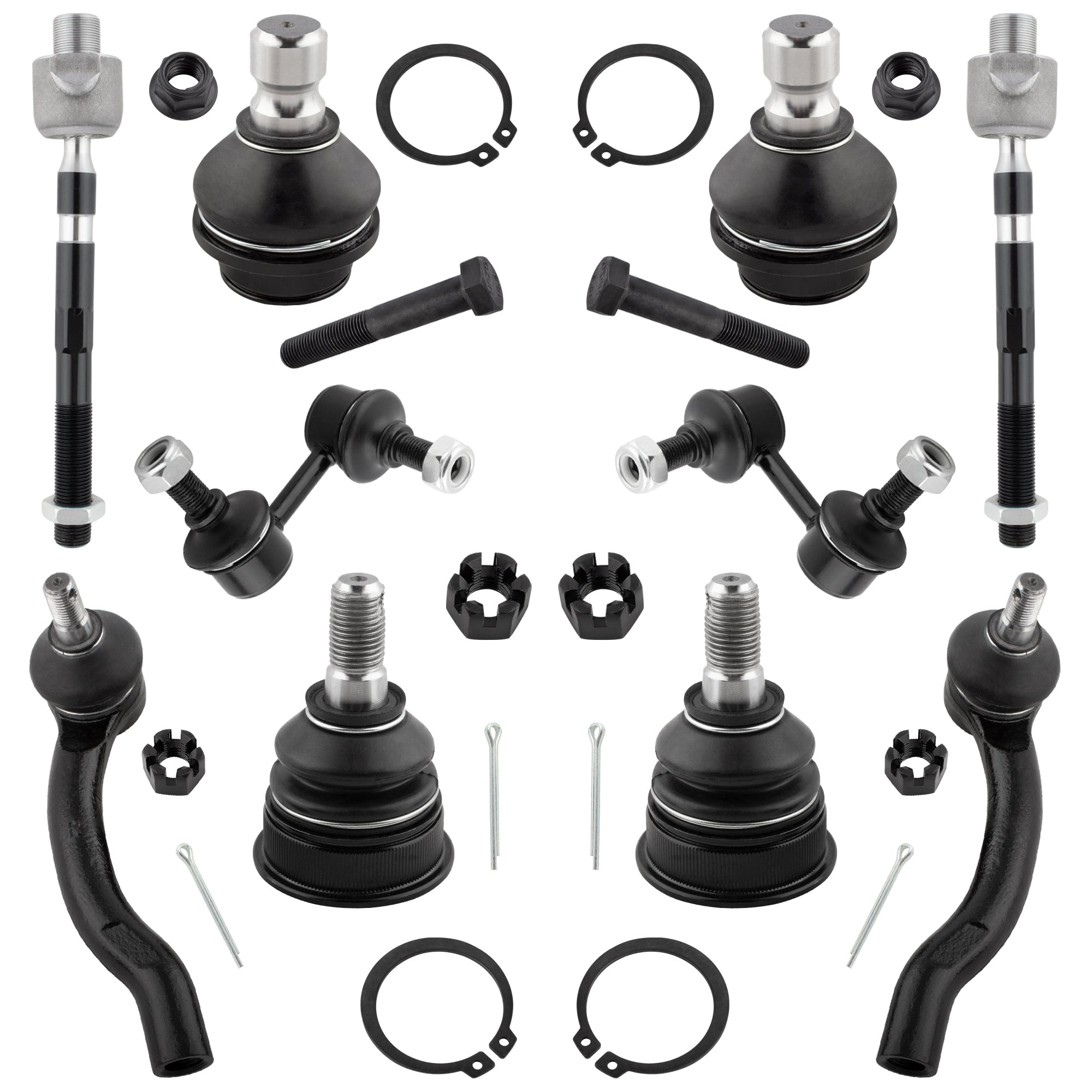 BOXI 10pc Front and Rear Suspension Kit Ball Joints Tie Rods Sway Bars Fit for Nissan Pathfinder
