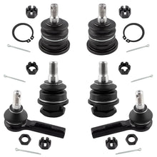 BOXI 6pc Front Upper & Lower Ball Joints + Outer Tie Rods Kit Fits for Nissan Frontier 1998-2000 4WD
