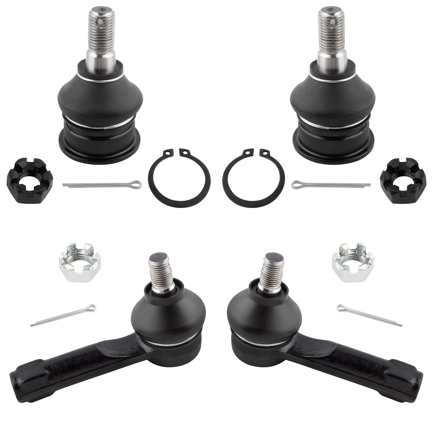 BOXI (Set of 4) Front Lower Ball Joints + Outer Tie Rod End Links Suspension Kit Fits for Nissan