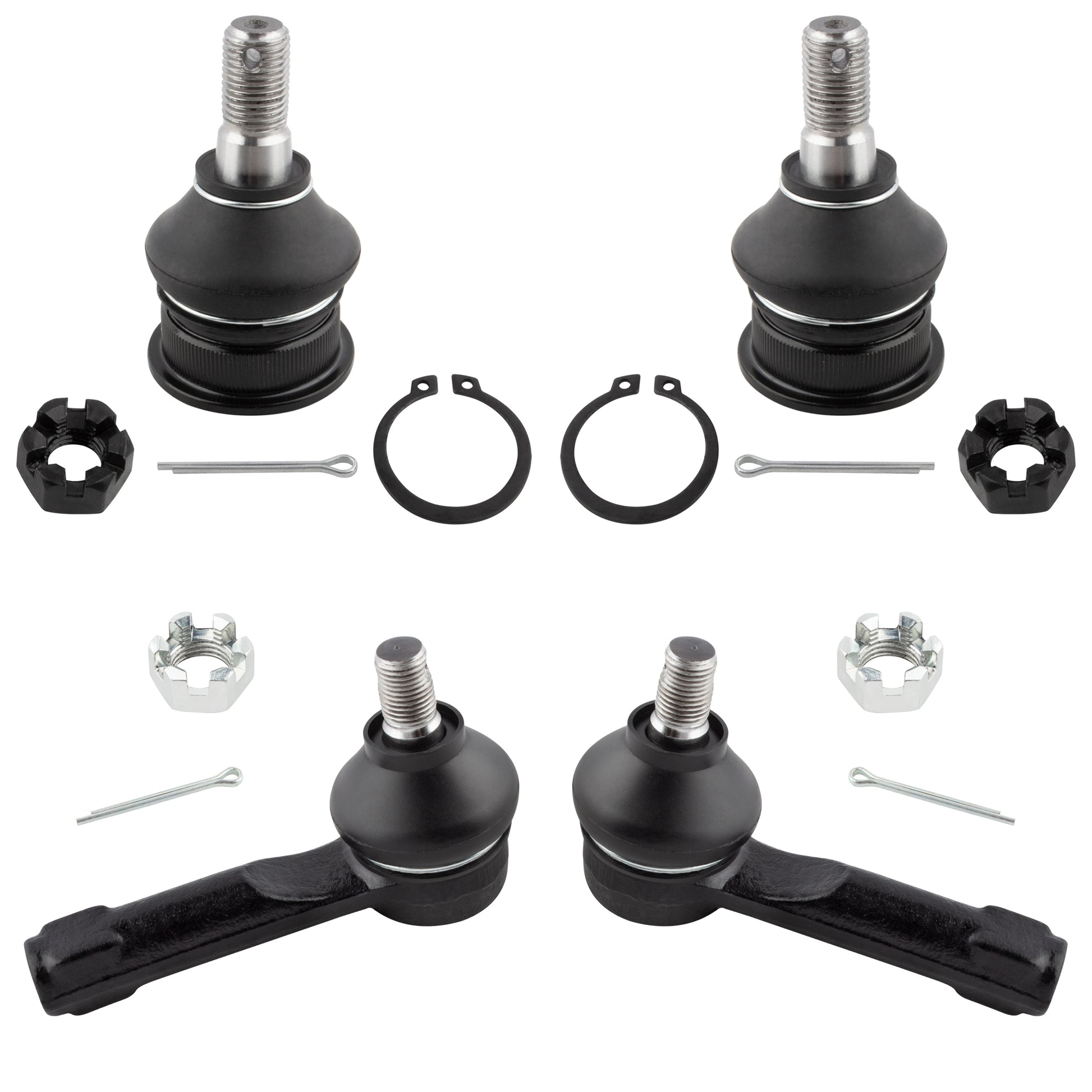 BOXI (Set of 4) Front Lower Ball Joints + Outer Tie Rod End Links Suspension Kit Fits for Nissan