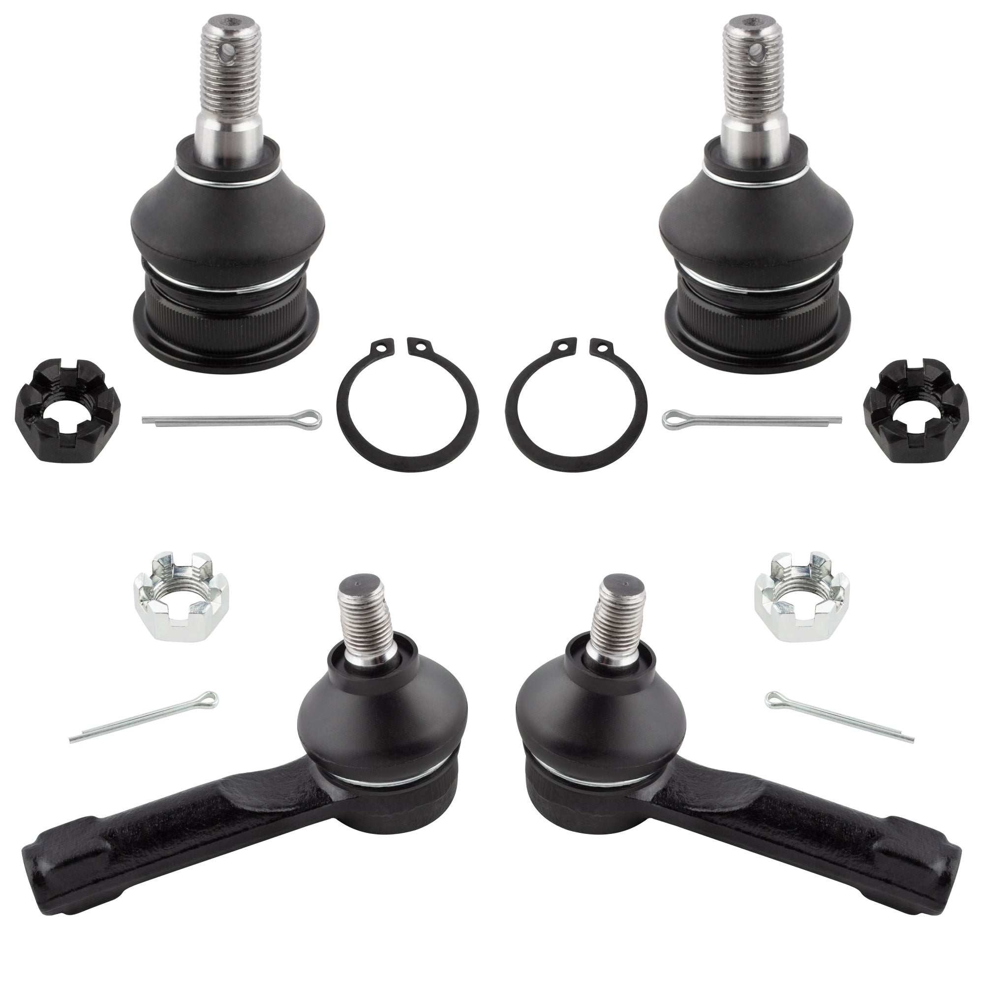 BOXI (Set of 4) Front Lower Ball Joints + Outer Tie Rod End Links Suspension Kit Fits for Nissan