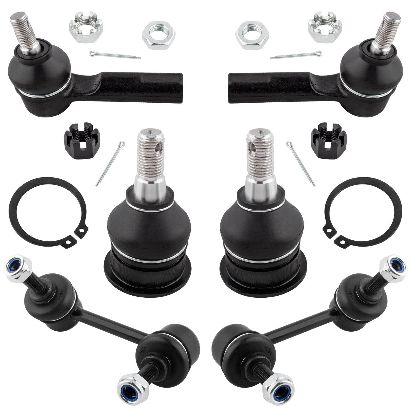 BOXI 6pc Front Lower Ball Joints Sway Bars Outer Tie Rods Fit for Infiniti I30 2000-2001