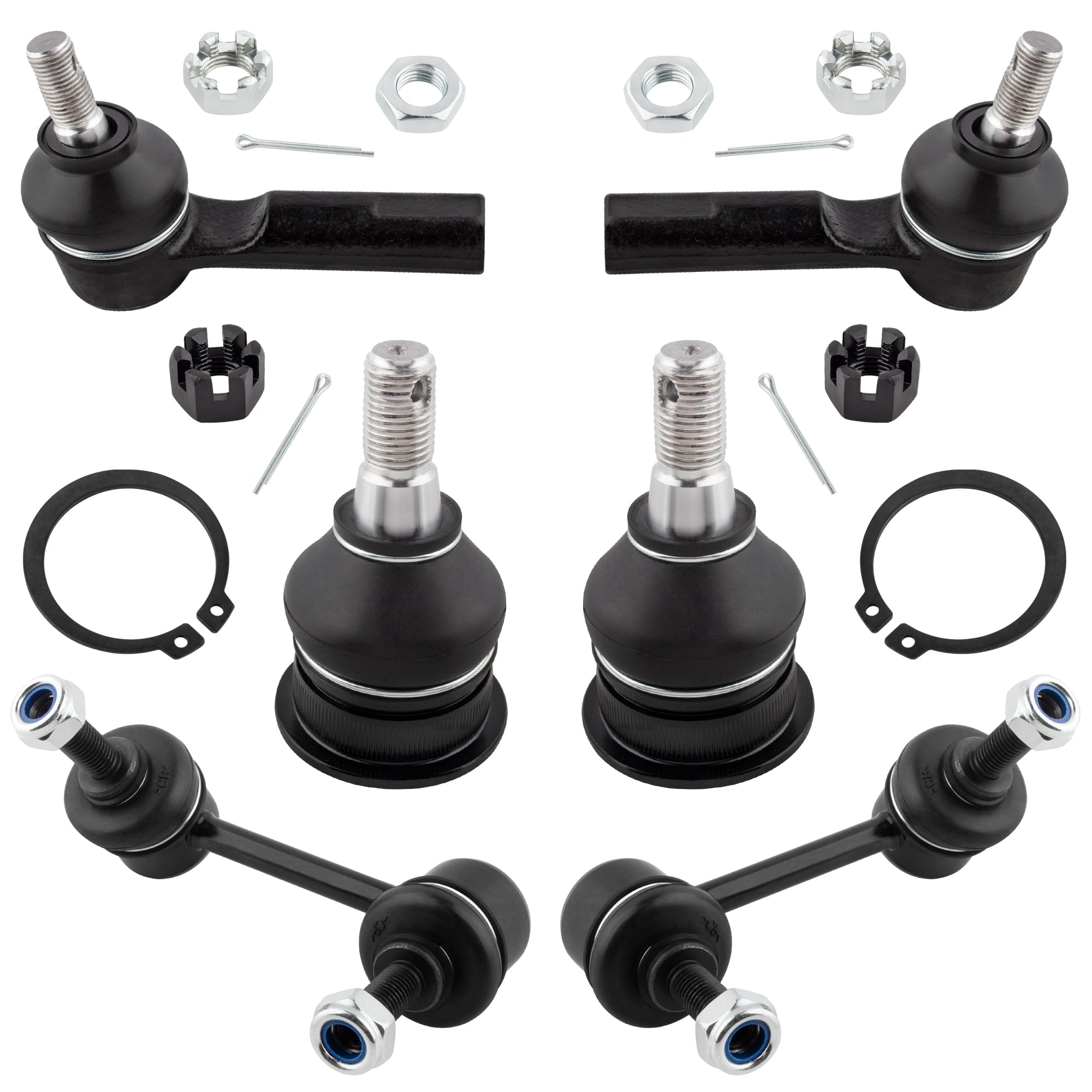 BOXI 6pc Front Lower Ball Joints Sway Bars Outer Tie Rods Fit for Infiniti I30 2000-2001