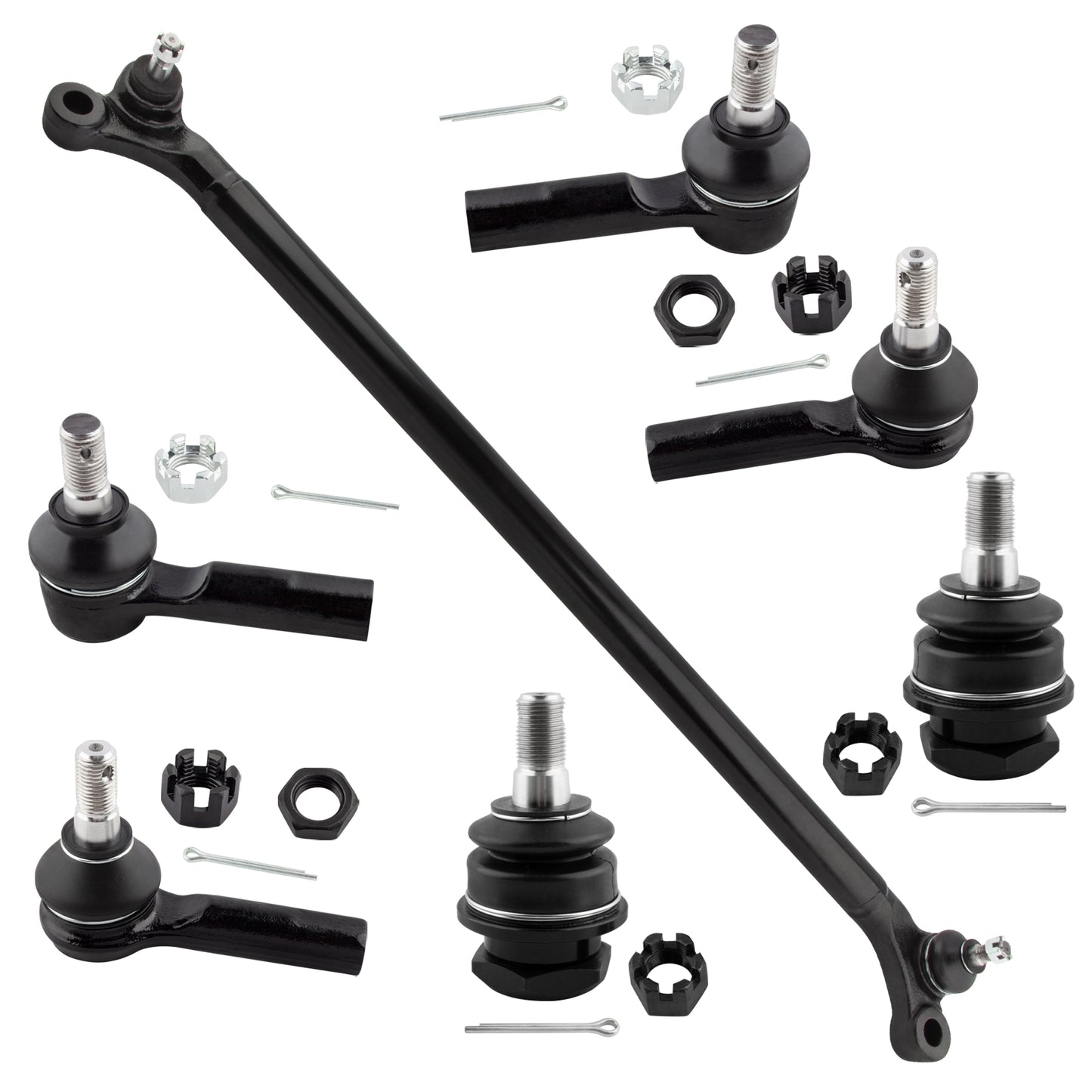BOXI (Set of 7) ES3661 ES3660 K80591 DS80593 Front Inner & Outer Tie Rods + Lower Ball Joints