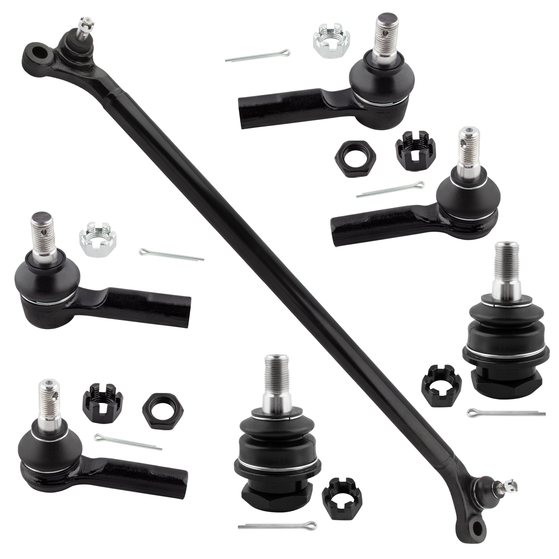 BOXI (Set of 7) ES3661 ES3660 K80591 DS80593 Front Inner & Outer Tie Rods + Lower Ball Joints