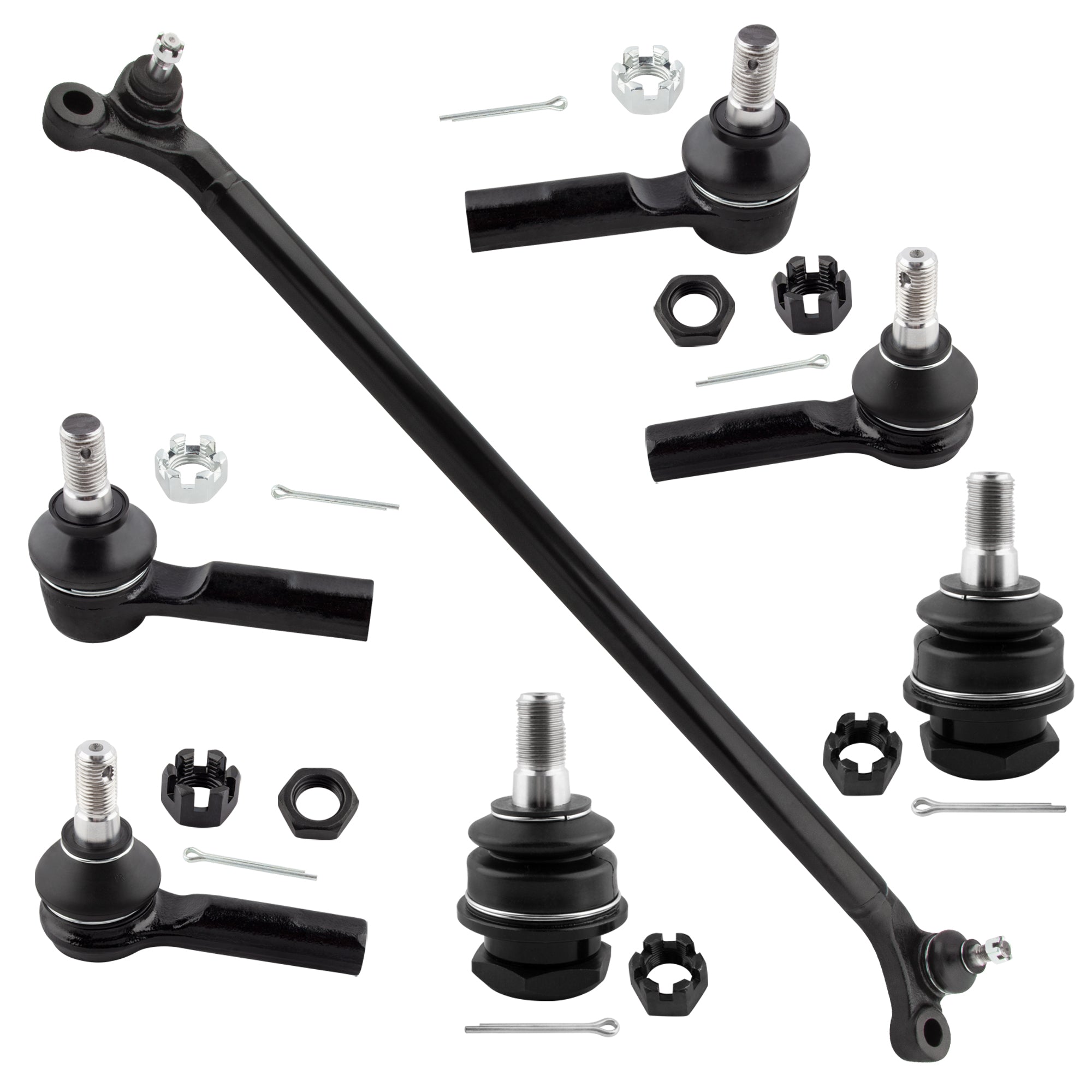 BOXI (Set of 7) ES3661 ES3660 K80591 DS80593 Front Inner & Outer Tie Rods + Lower Ball Joints