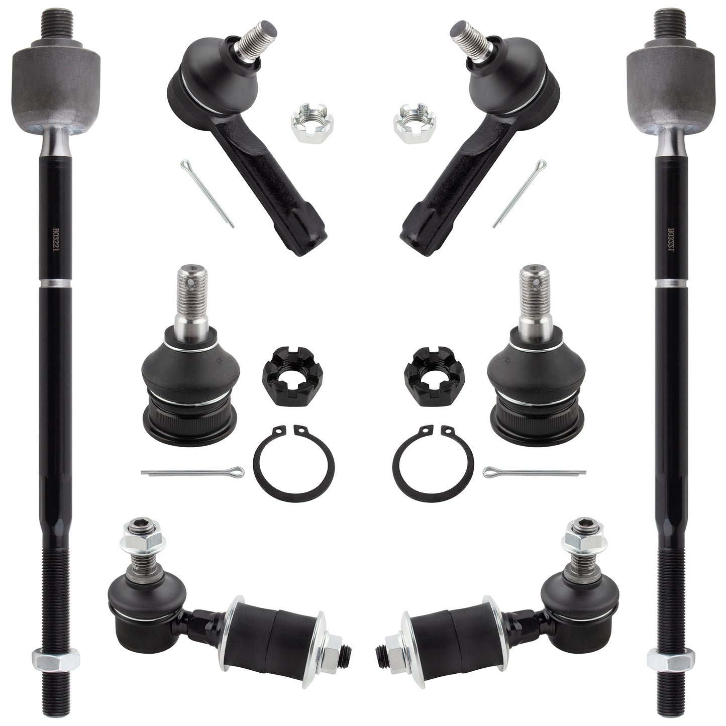 BOXI 8pc Front Ball Joints Tie Rods Sway Bars Kit Fits for Nissan Sentra 2000 2001 2002 2003 2004