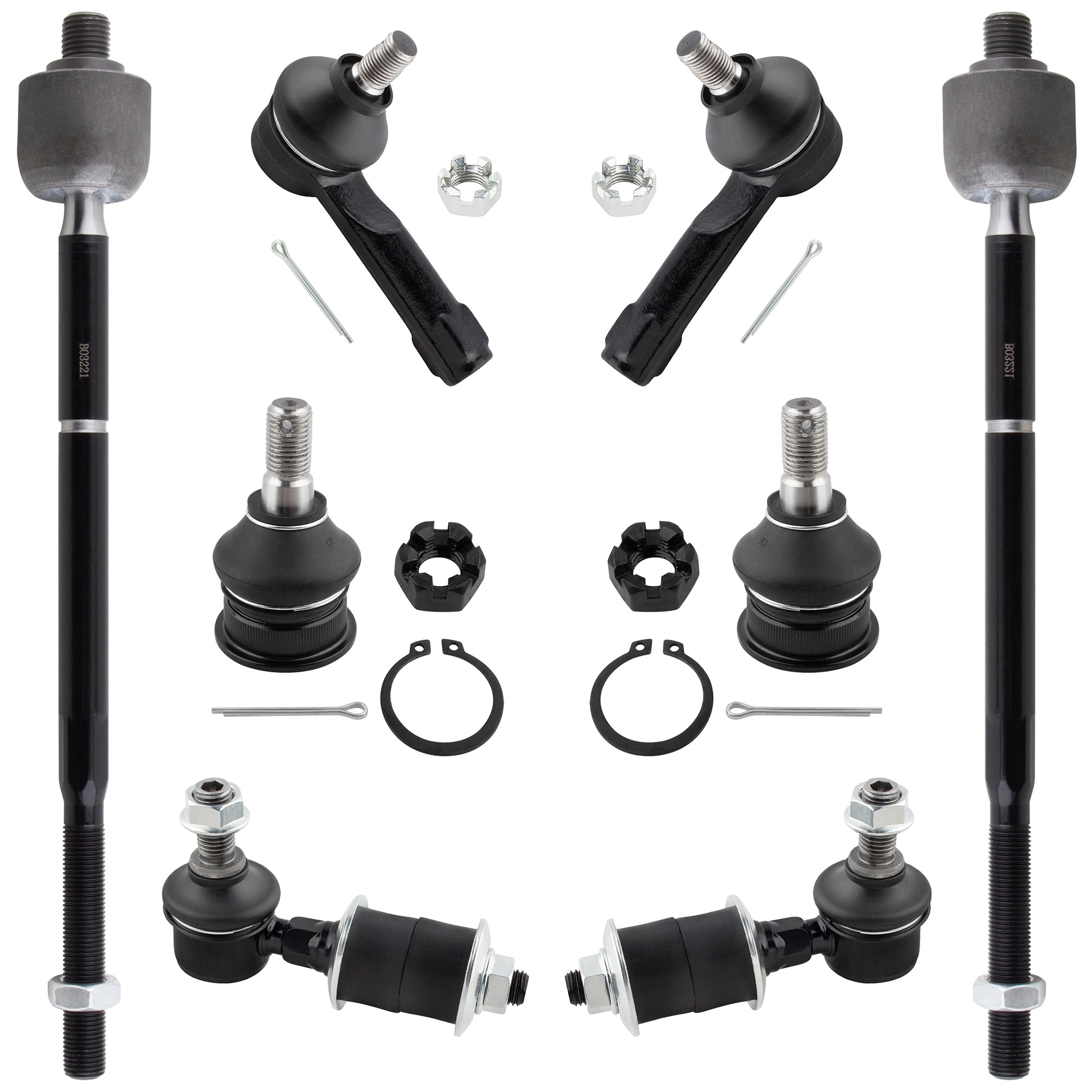 BOXI 8pc Front Ball Joints Tie Rods Sway Bars Kit Fits for Nissan Sentra 2000 2001 2002 2003 2004