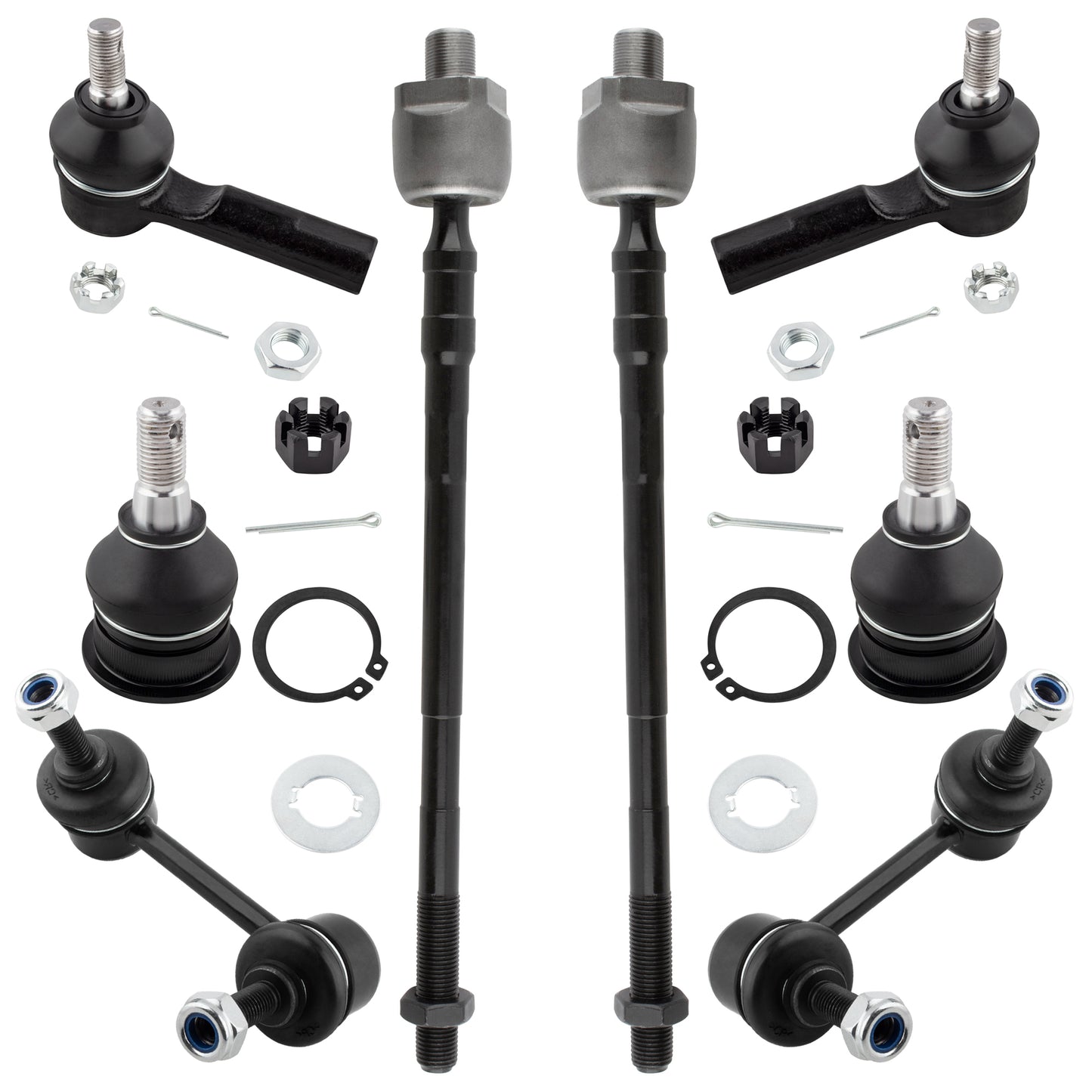 BOXI 8pc Front Suspension Kit Front Ball Joints + Sway Bars + Tie Rods Fit for Infiniti I30