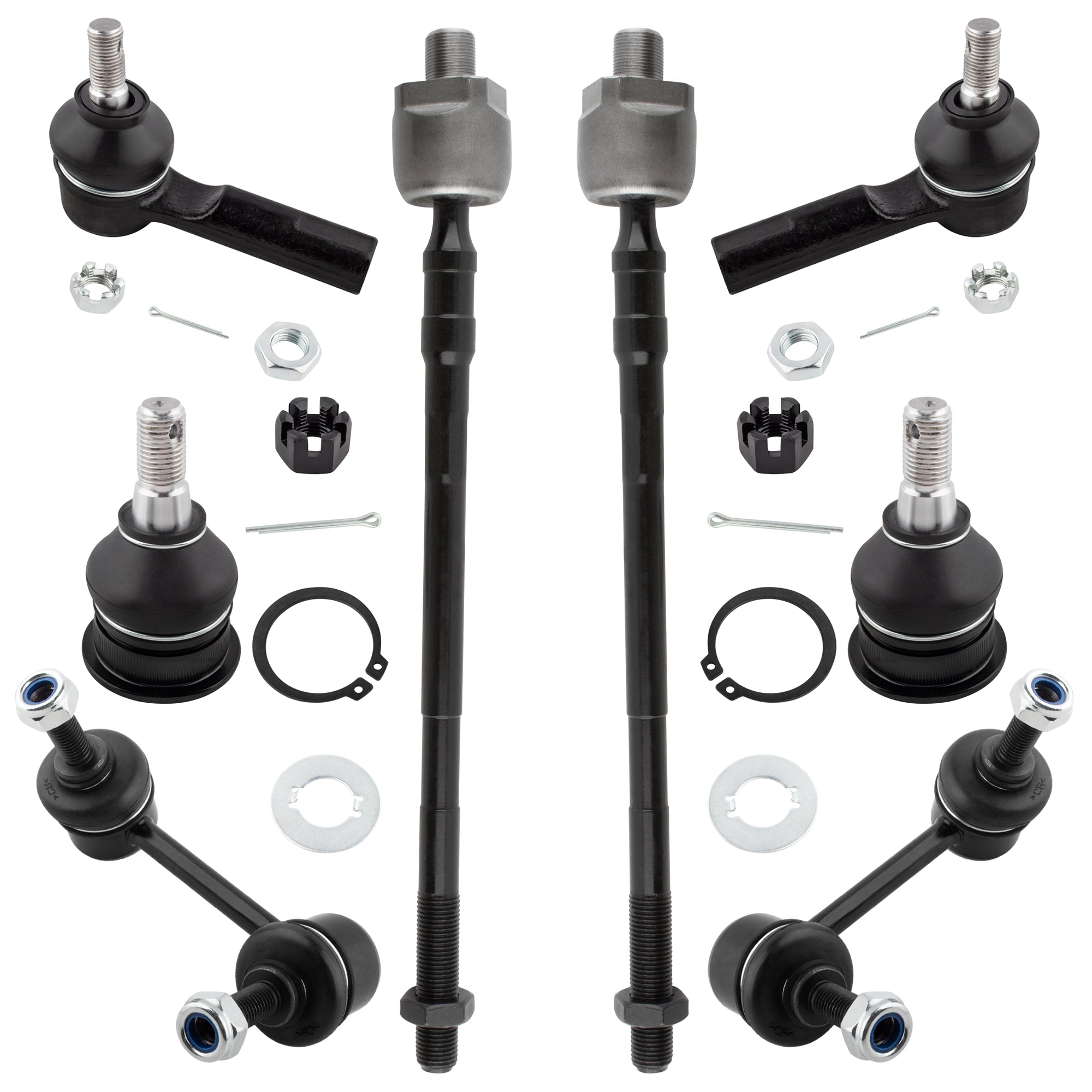 BOXI 8pc Front Suspension Kit Front Ball Joints + Sway Bars + Tie Rods Fit for Infiniti I30