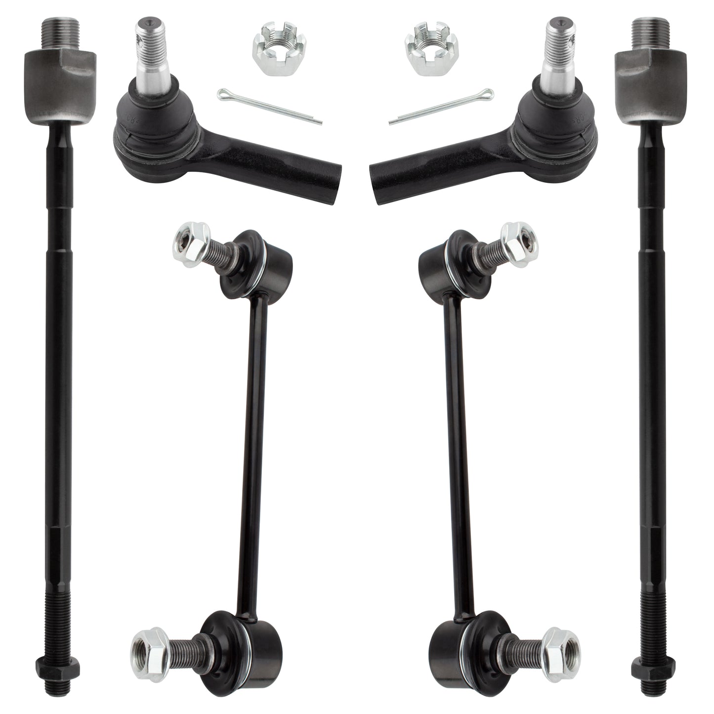 BOXI 6pc Complete Suspension Kit Tie Rod Ends + Sway Bars Fit for Infiniti QX4 1997-2003
