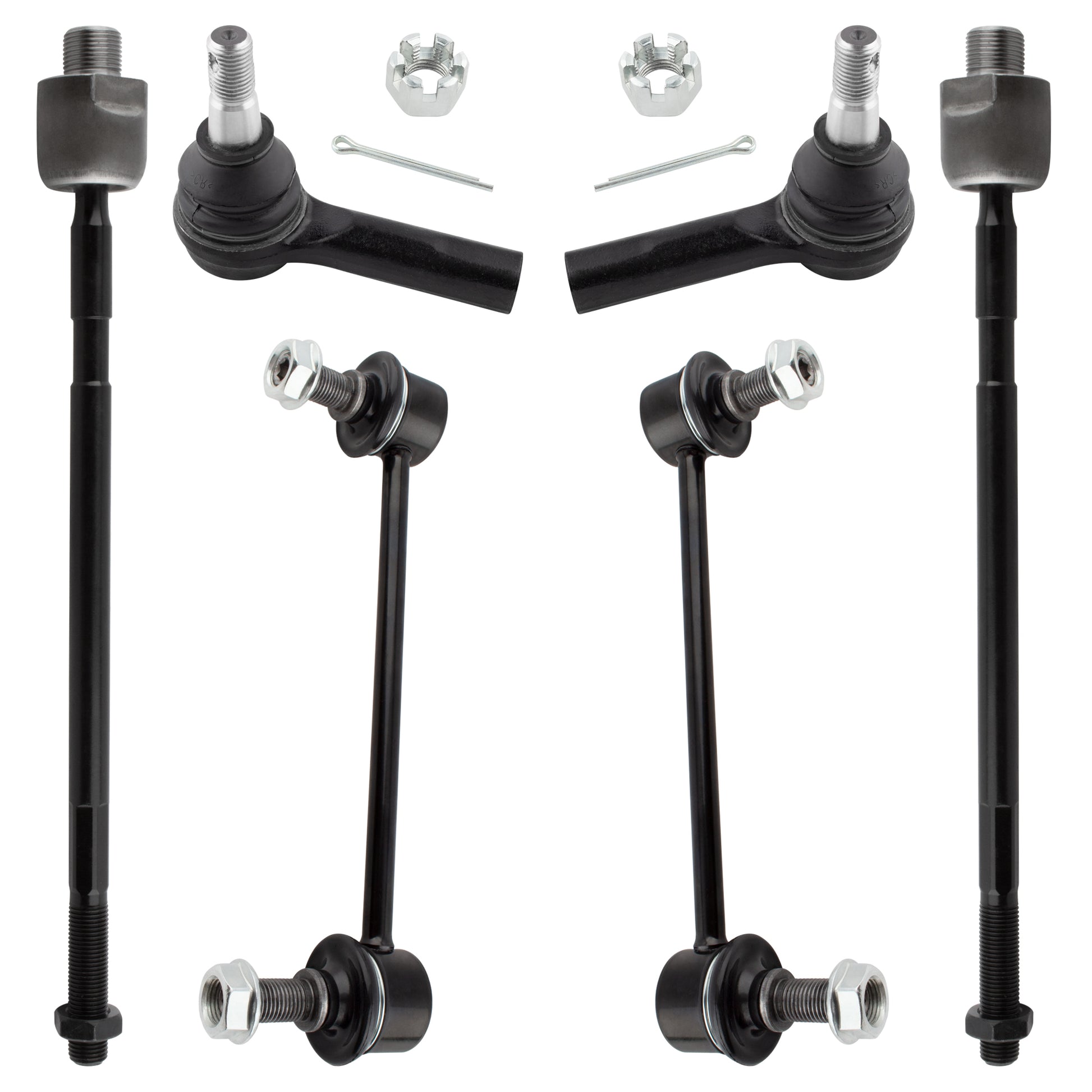BOXI 6pc Complete Suspension Kit Tie Rod Ends + Sway Bars Fit for Infiniti QX4 1997-2003