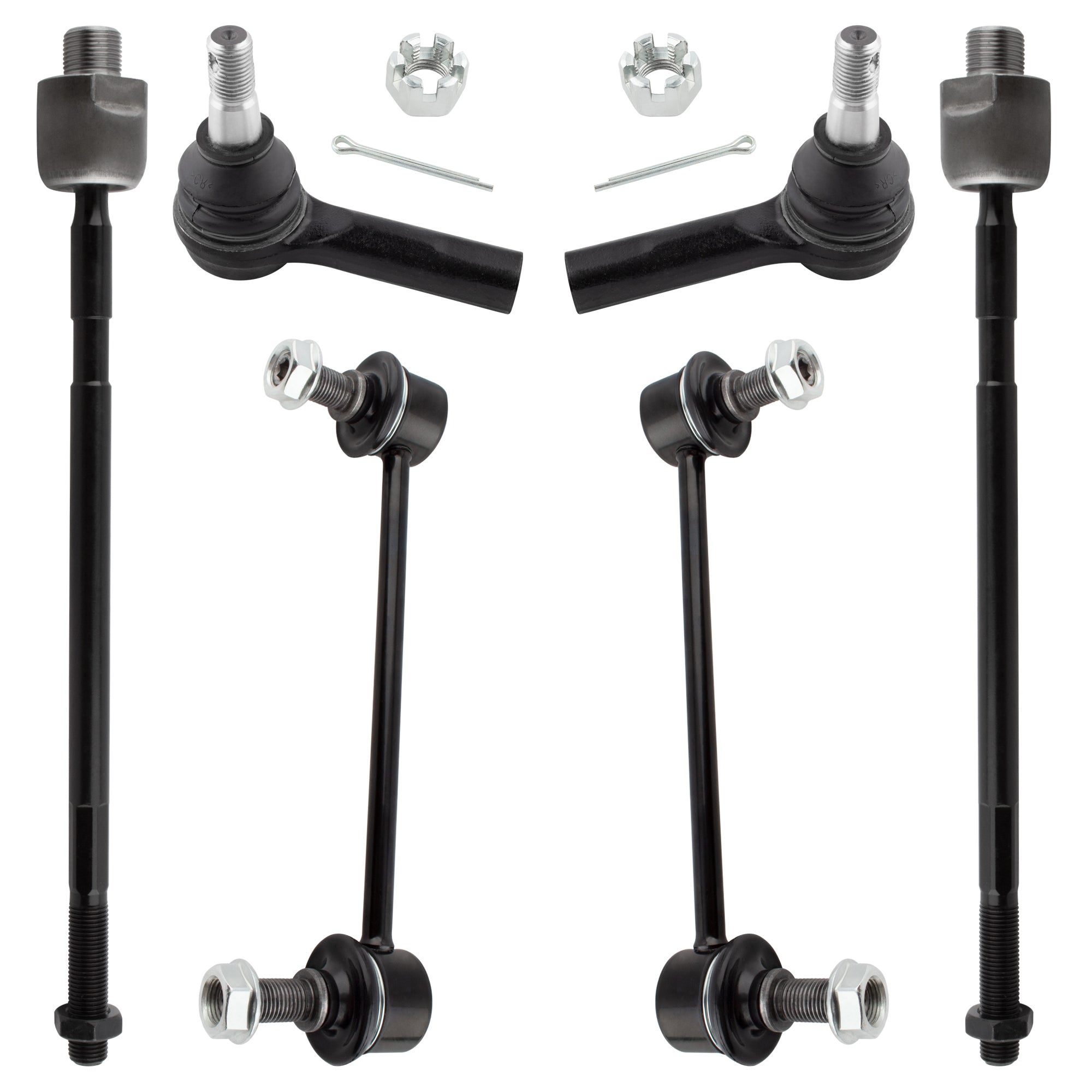 BOXI 6pc Complete Suspension Kit Tie Rod Ends + Sway Bars Fit for Infiniti QX4 1997-2003