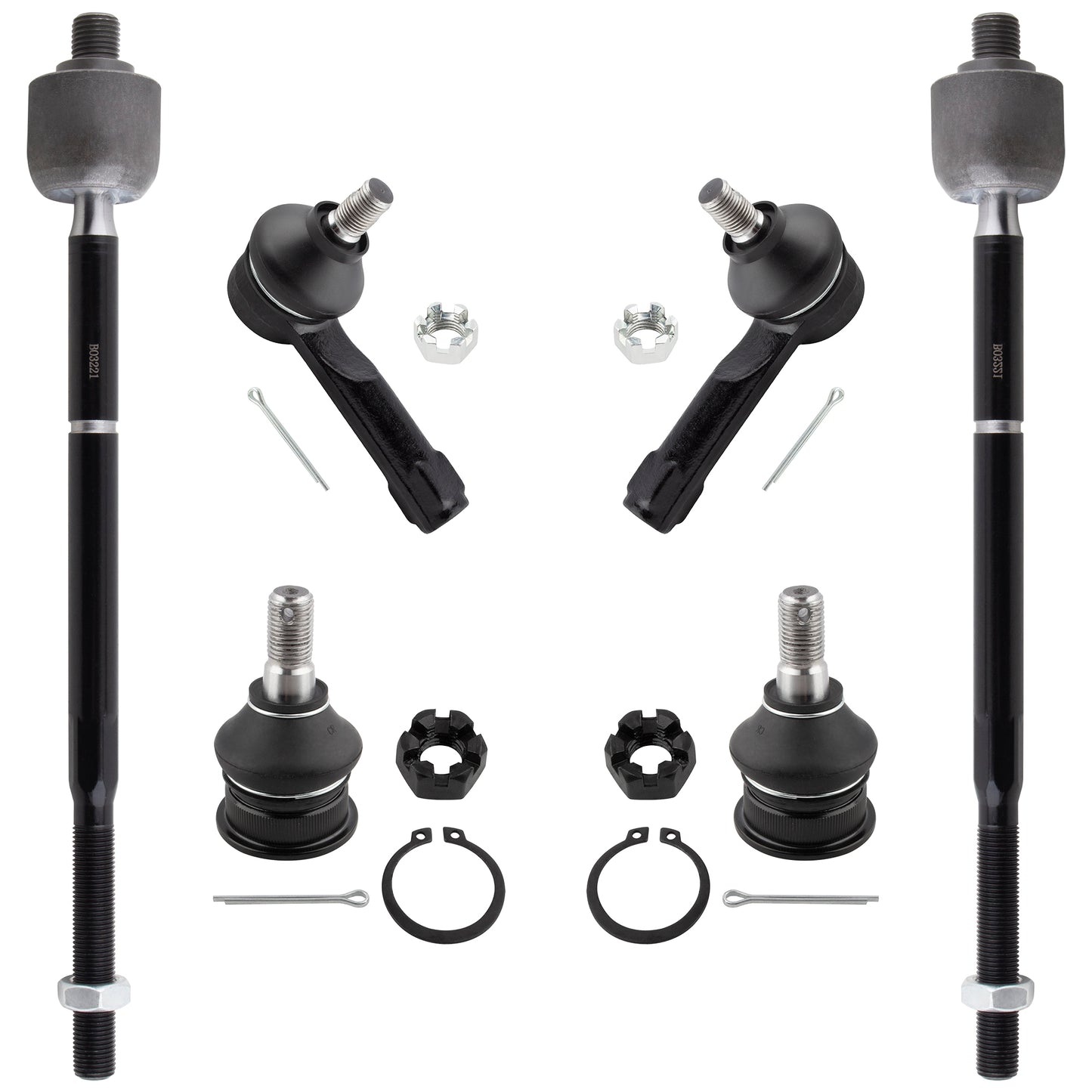 BOXI 6pc Front Lower Ball Joints + Outer Inner Tie Rod Ends Fit for Nissan Sentra 2000 2001 2002