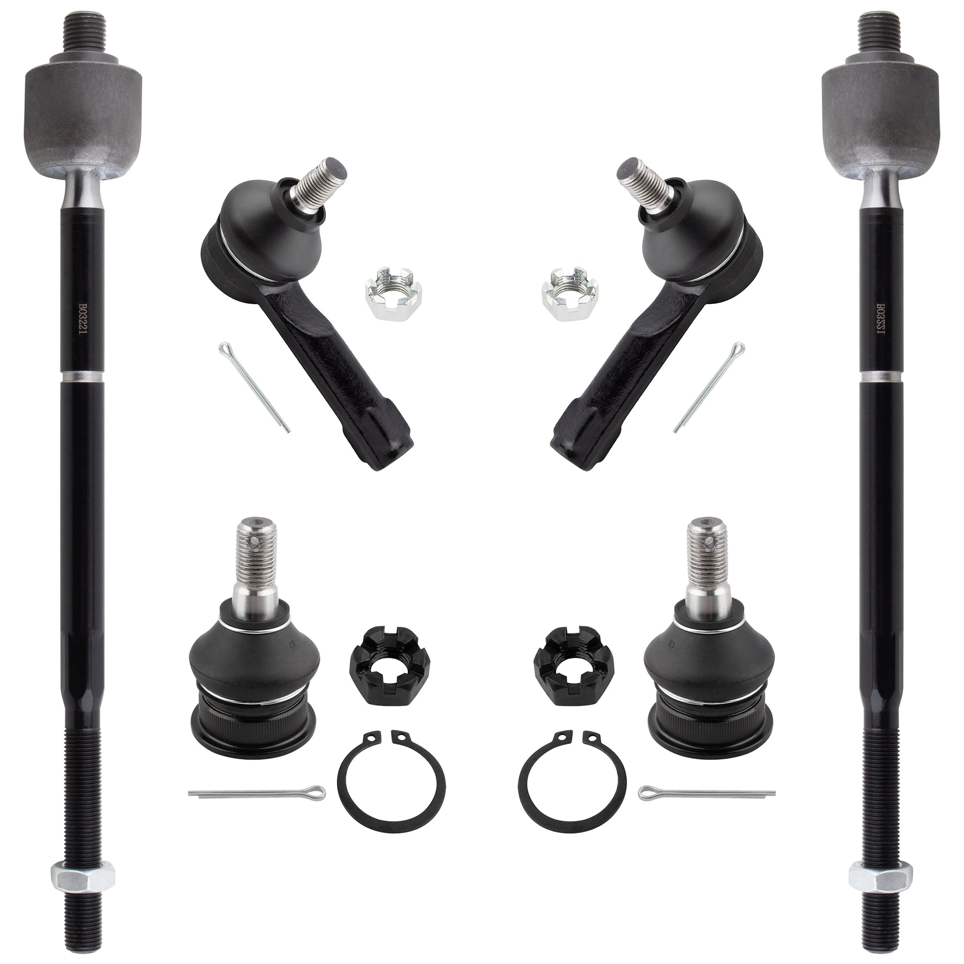 BOXI 6pc Front Lower Ball Joints + Outer Inner Tie Rod Ends Fit for Nissan Sentra 2000 2001 2002
