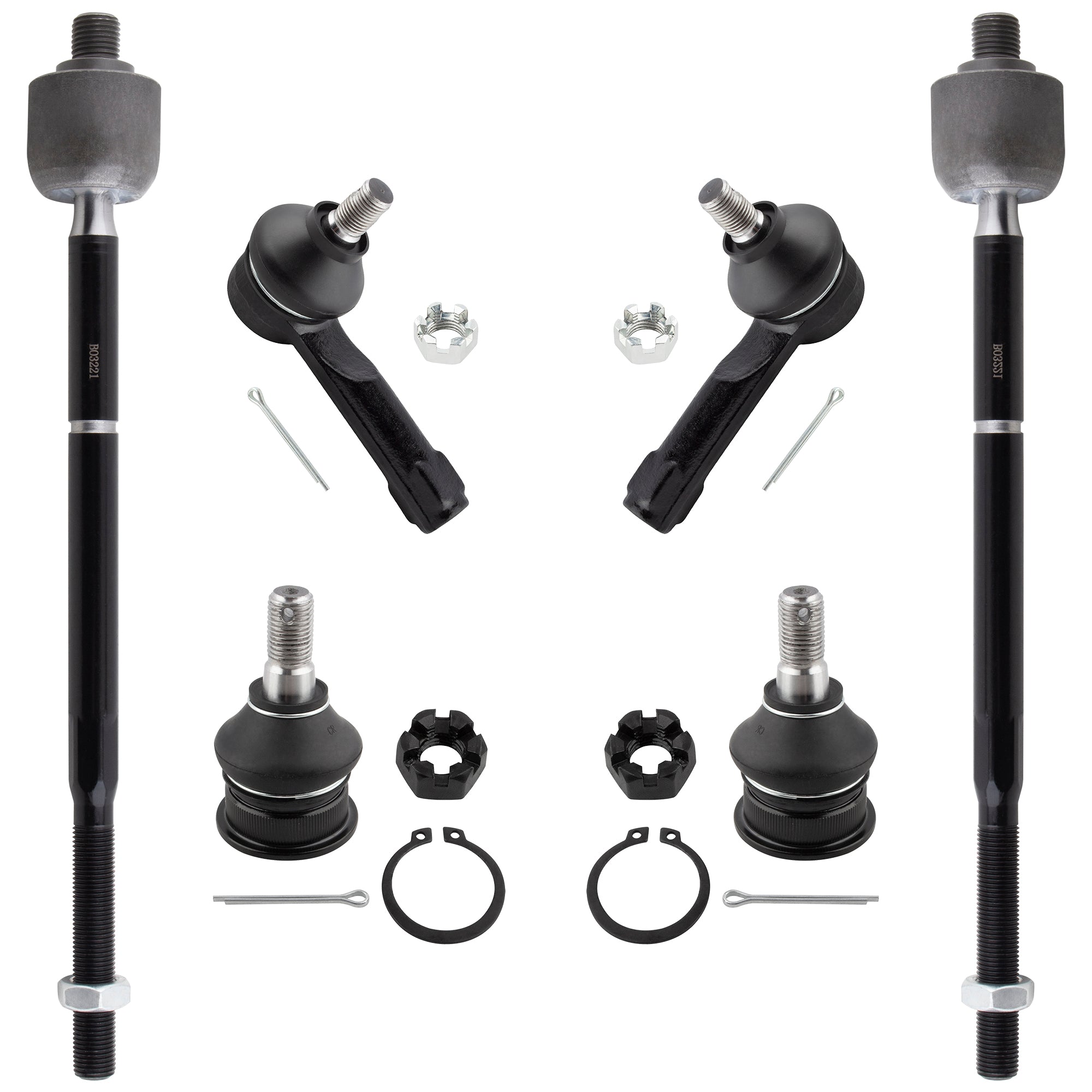 BOXI 6pc Front Lower Ball Joints + Outer Inner Tie Rod Ends Fit for Nissan Sentra 2000 2001 2002