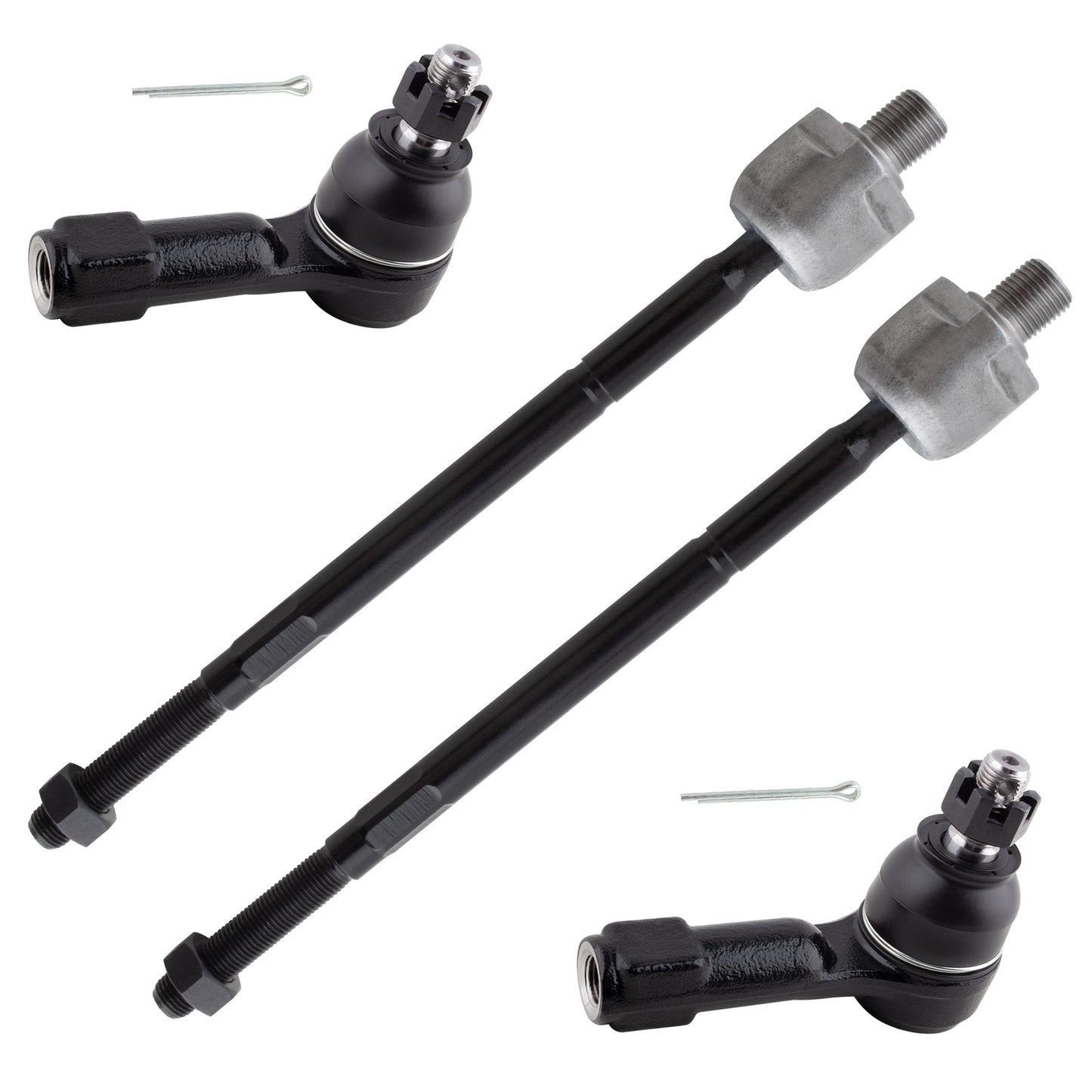 BOXI (Set of 4) Front Inner and Outer Tie Rod End Kit Fits for Nissan NX 1991 1992 1993