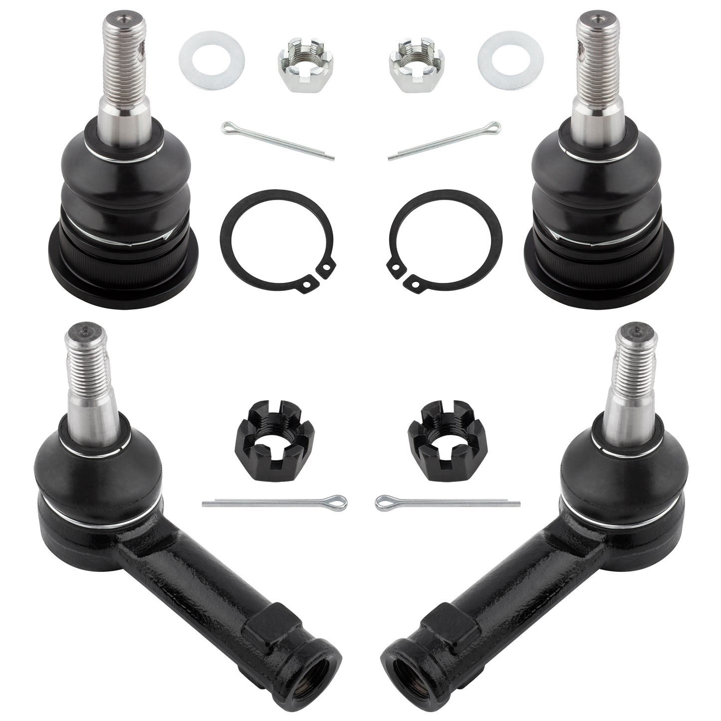 BOXI 4pc Front Upper Ball Joint + Outer Tie Rod Kit Fit for Dodge Ram 1500 2009-2010