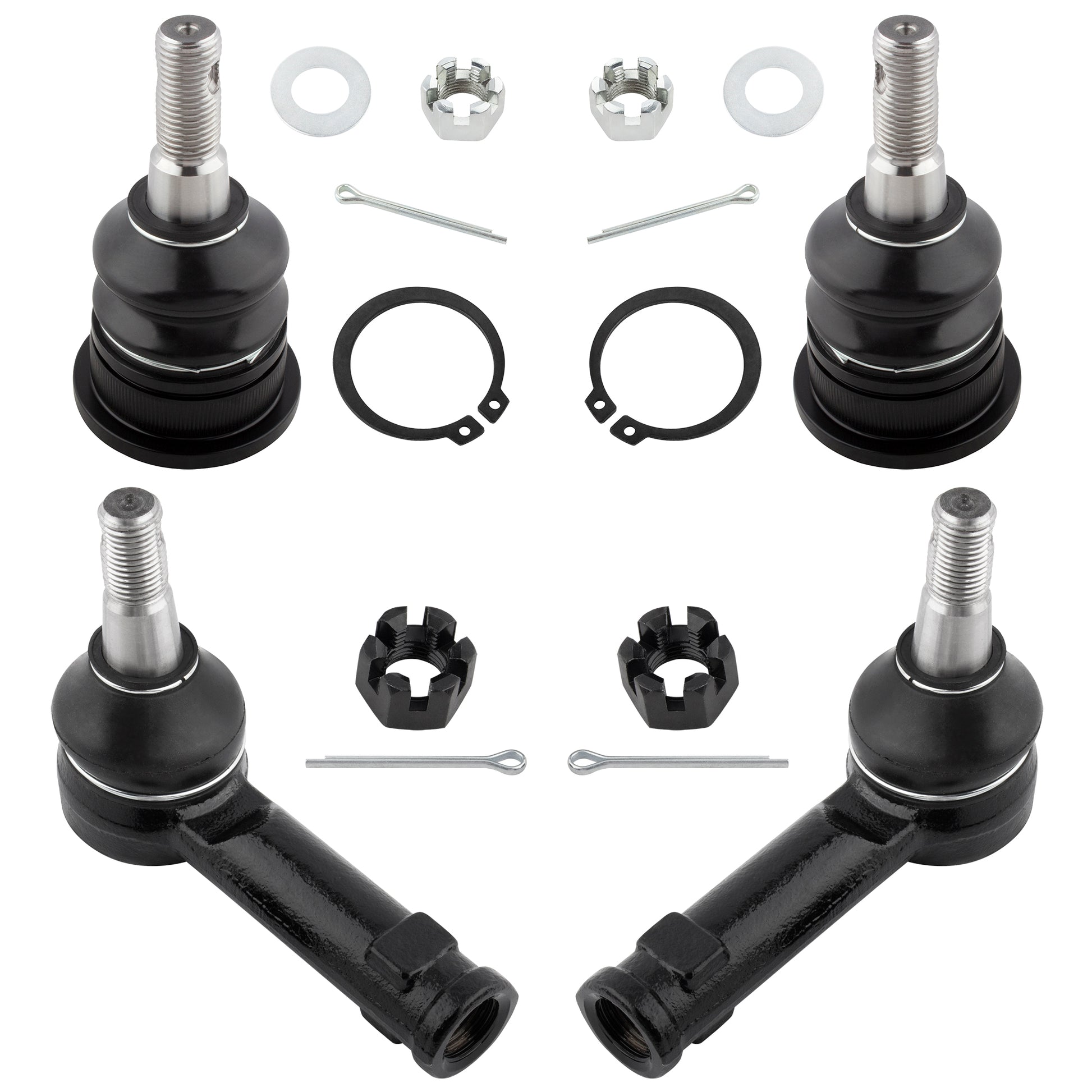 BOXI 4pc Front Upper Ball Joint + Outer Tie Rod Kit Fit for Dodge Ram 1500 2009-2010