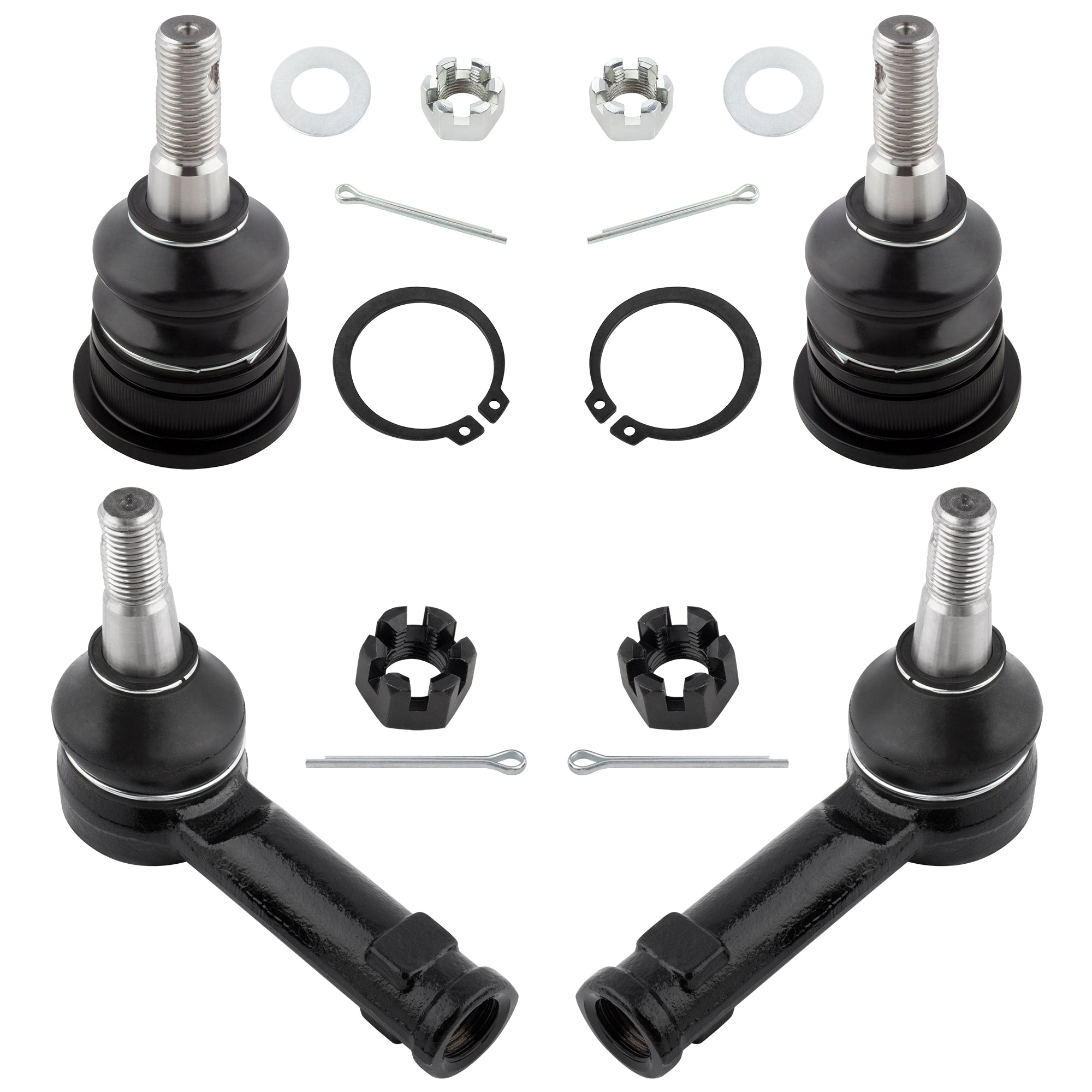 BOXI 4pc Front Upper Ball Joint + Outer Tie Rod Kit Fit for Dodge Ram 1500 2009-2010