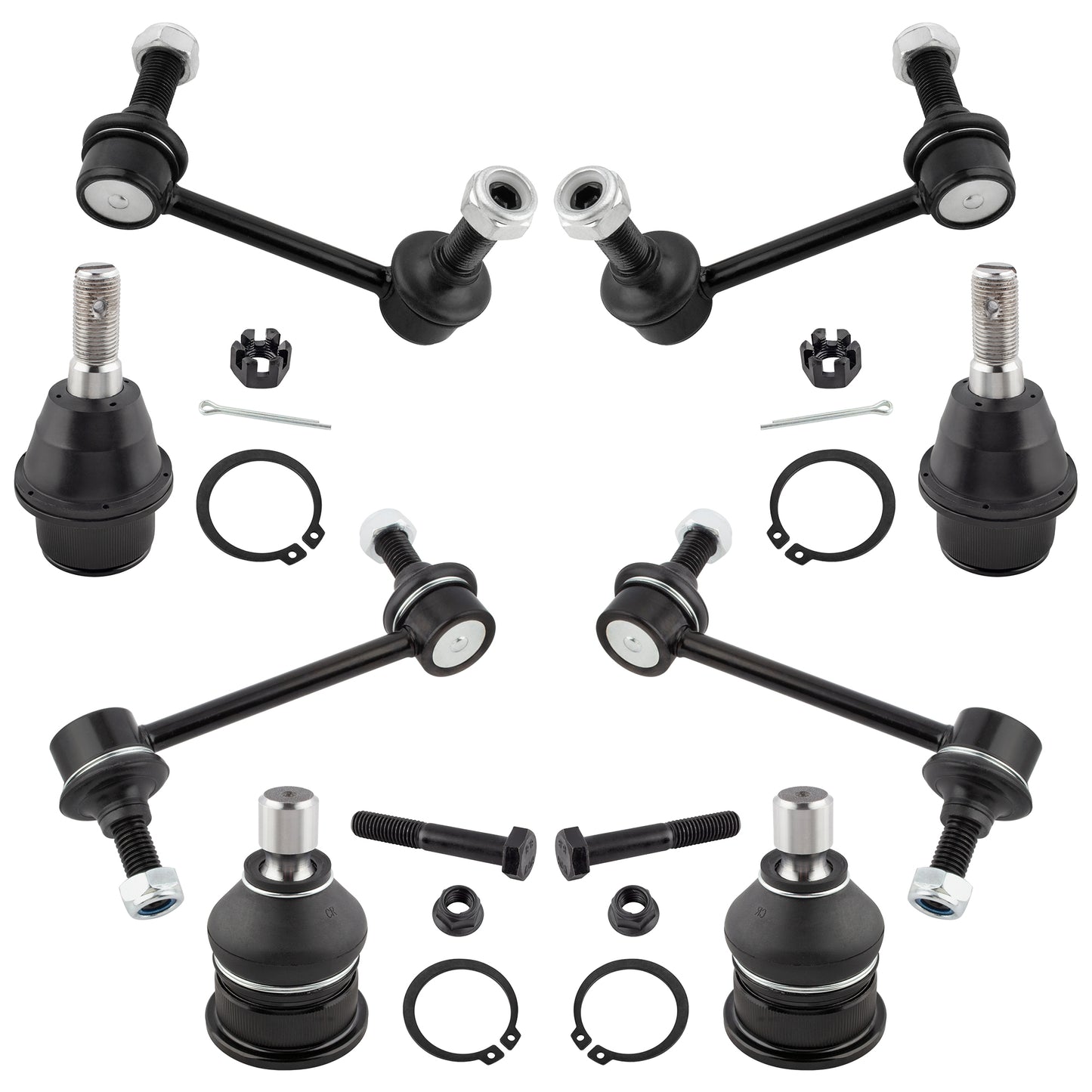 BOXI (Set of 8) Front Rear Sway Bars + Ball Joints Kit fit for Buick Rainier for Chevrolet SSR
