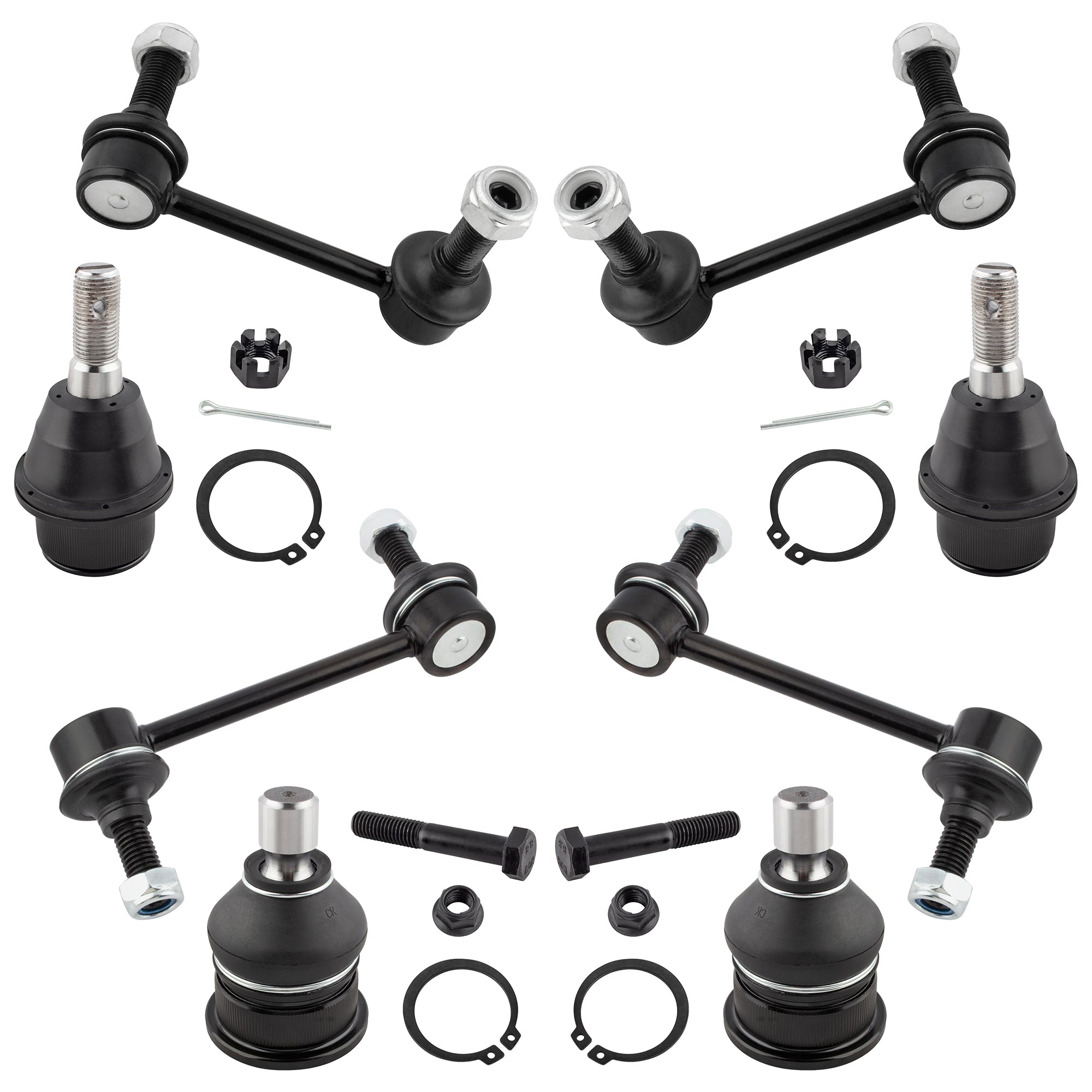 BOXI (Set of 8) Front Rear Sway Bars + Ball Joints Kit fit for Buick Rainier for Chevrolet SSR
