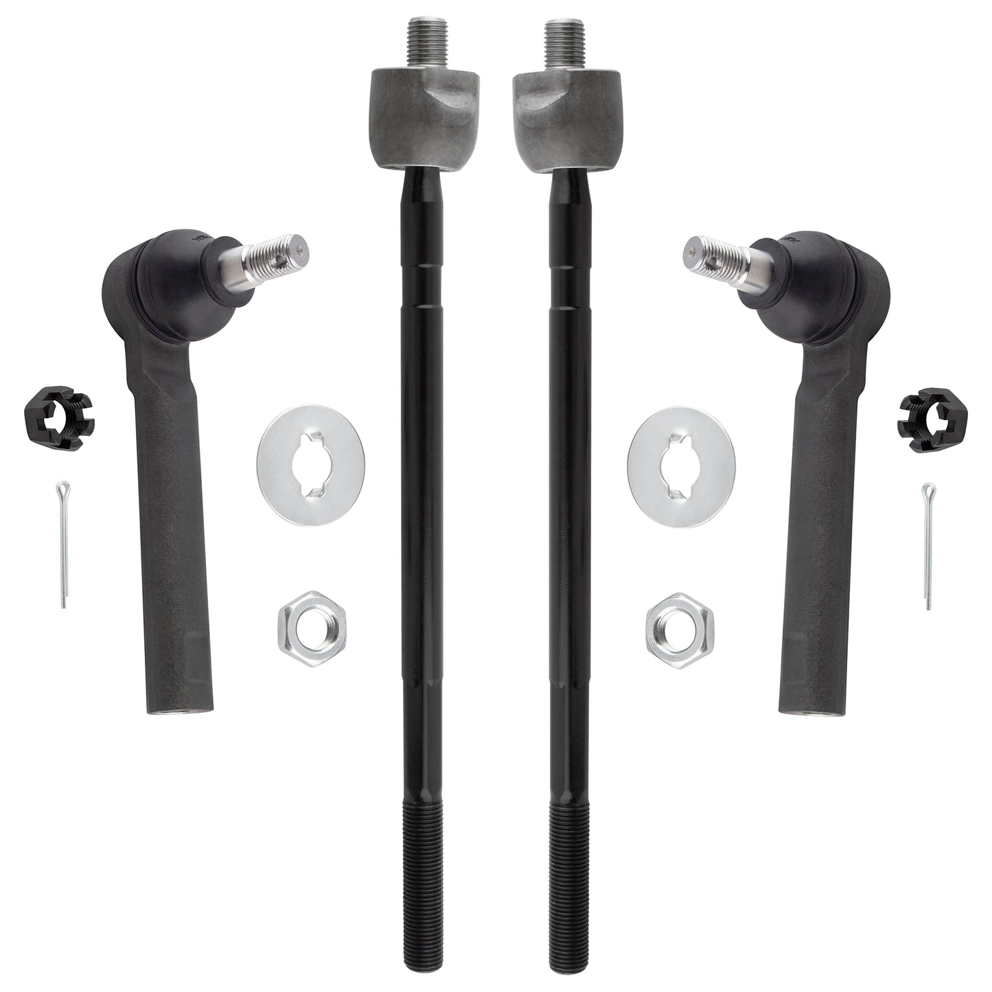 BOXI (Set of 4) 2x Front Inner Tie Rod Ends + 2x Front Outer Tie Rods Kit Front Driver