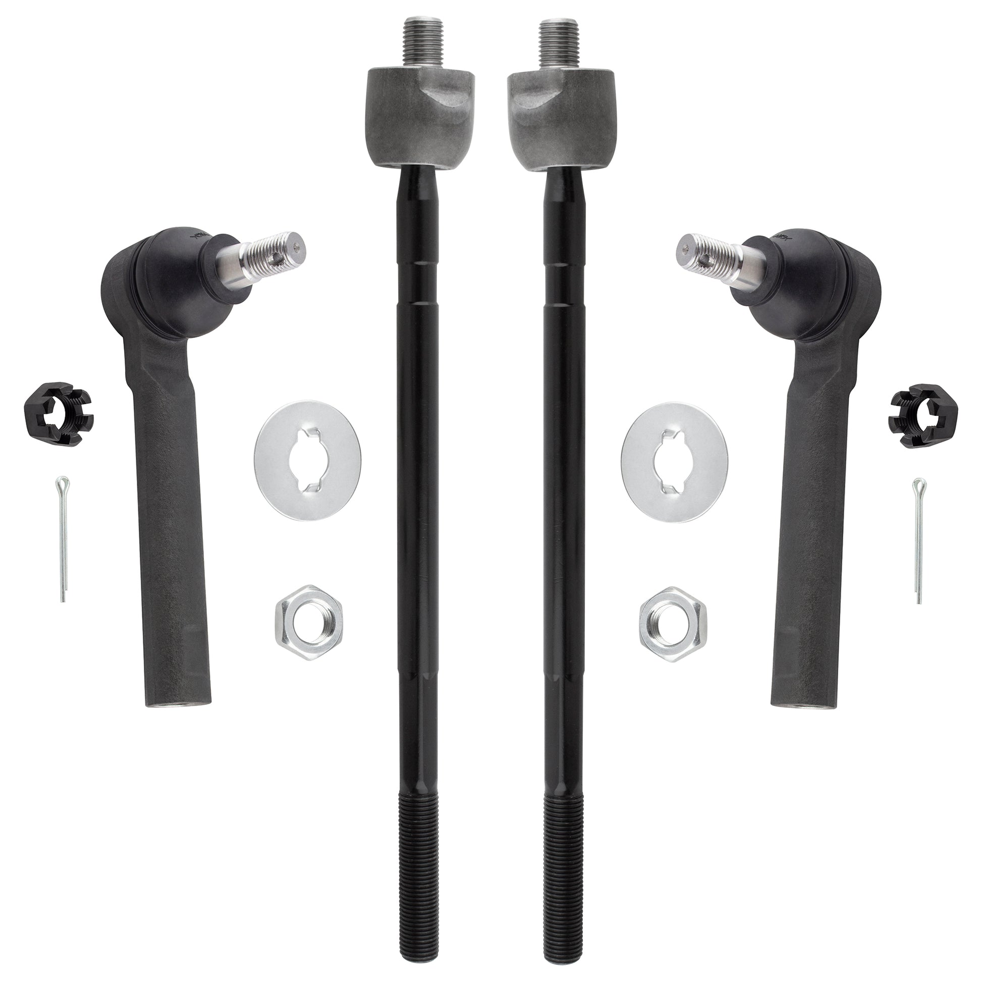 BOXI (Set of 4) 2x Front Inner Tie Rod Ends + 2x Front Outer Tie Rods Kit Front Driver