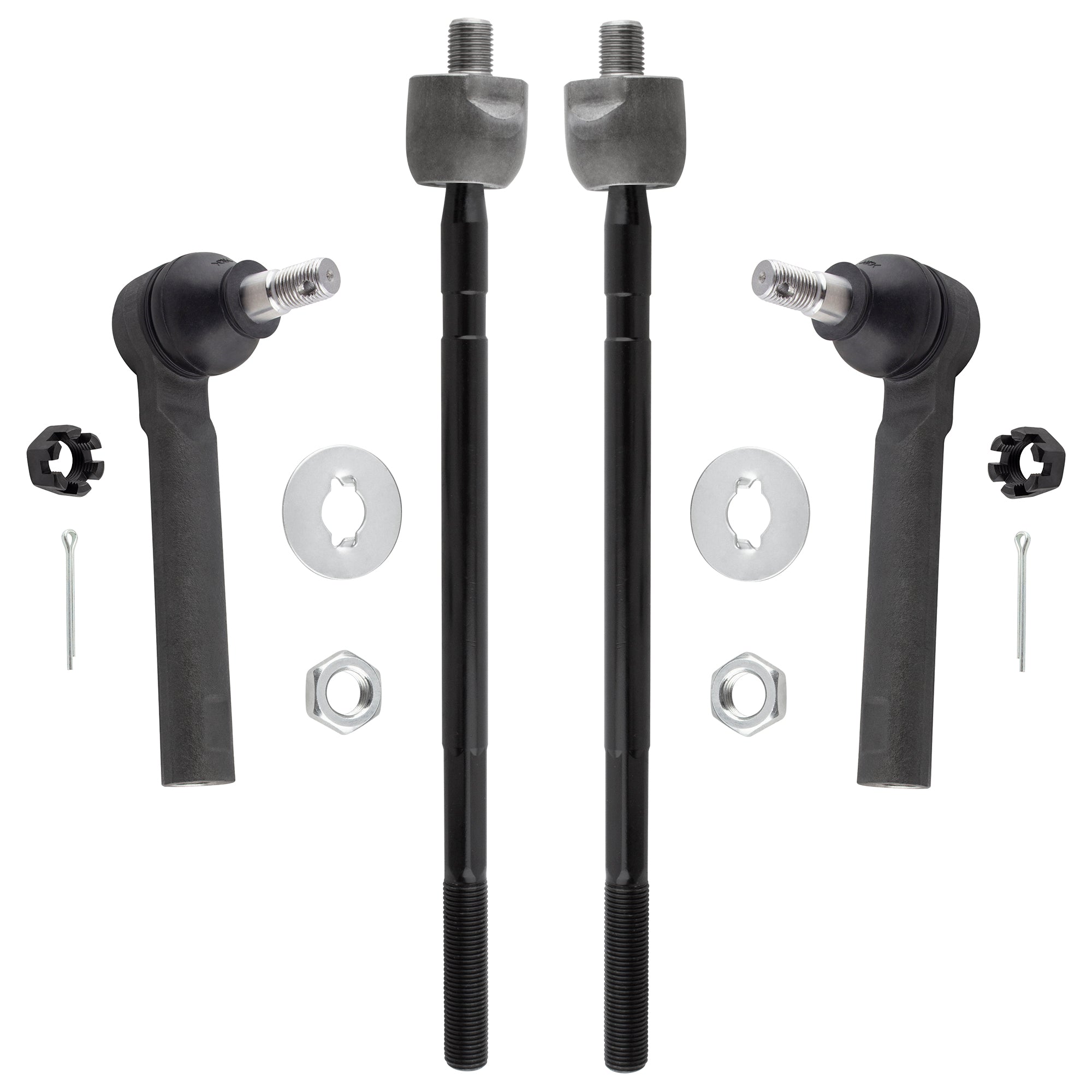 BOXI (Set of 4) 2x Front Inner Tie Rod Ends + 2x Front Outer Tie Rods Kit Front Driver