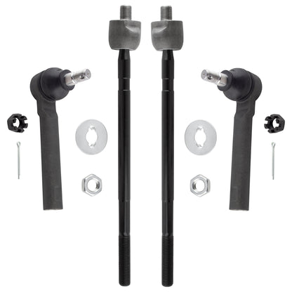 BOXI (Set of 4) 2x Front Inner Tie Rod Ends + 2x Front Outer Tie Rods Kit Front Driver