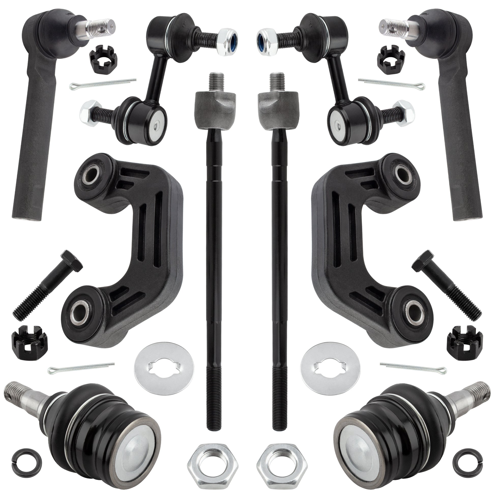 BOXI (Set of 10) Front & Rear Sway Bar End Links + Front Lower Ball Joints + Tie Rod Ends fit