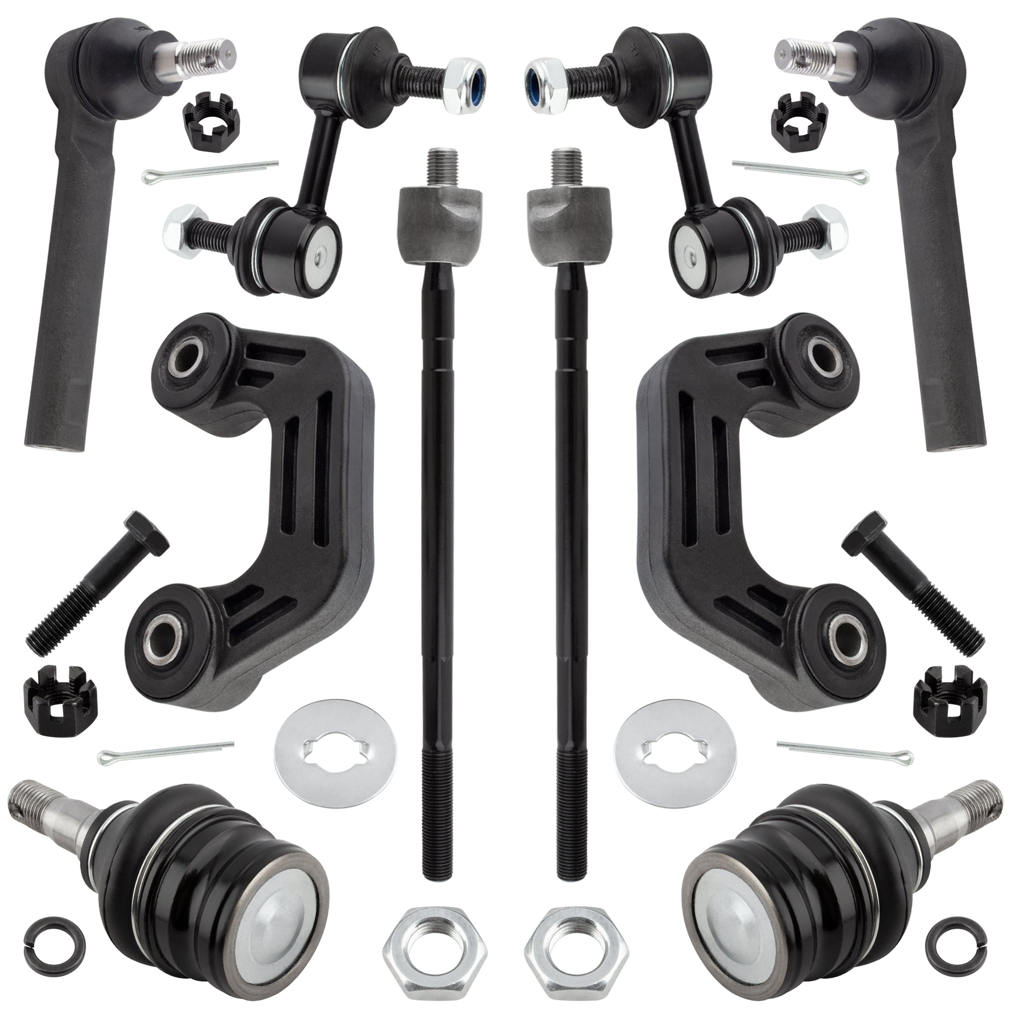 BOXI (Set of 10) Front & Rear Sway Bar End Links + Front Lower Ball Joints + Tie Rod Ends fit