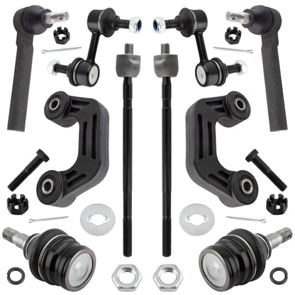 BOXI (Set of 10) Front & Rear Sway Bar End Links + Front Lower Ball Joints + Tie Rod Ends fit