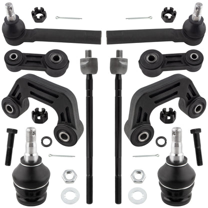 BOXI (Set of 10) Front Sway Bar End Links + Front Lower Ball Joints + Tie Rod Ends fit for Subaru