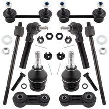 BOXI (Set of 10) Front & Rear Sway Bar Links + Front Lower Ball Joints + Tie Rod Ends fit