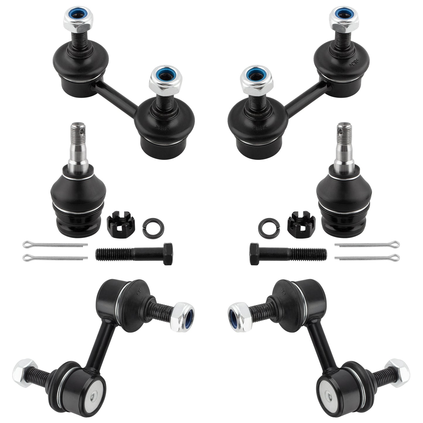 BOXI (Set of 6) Front & Rear Sway Bar Links + Front Lower Ball Joints fit for Subaru Forester