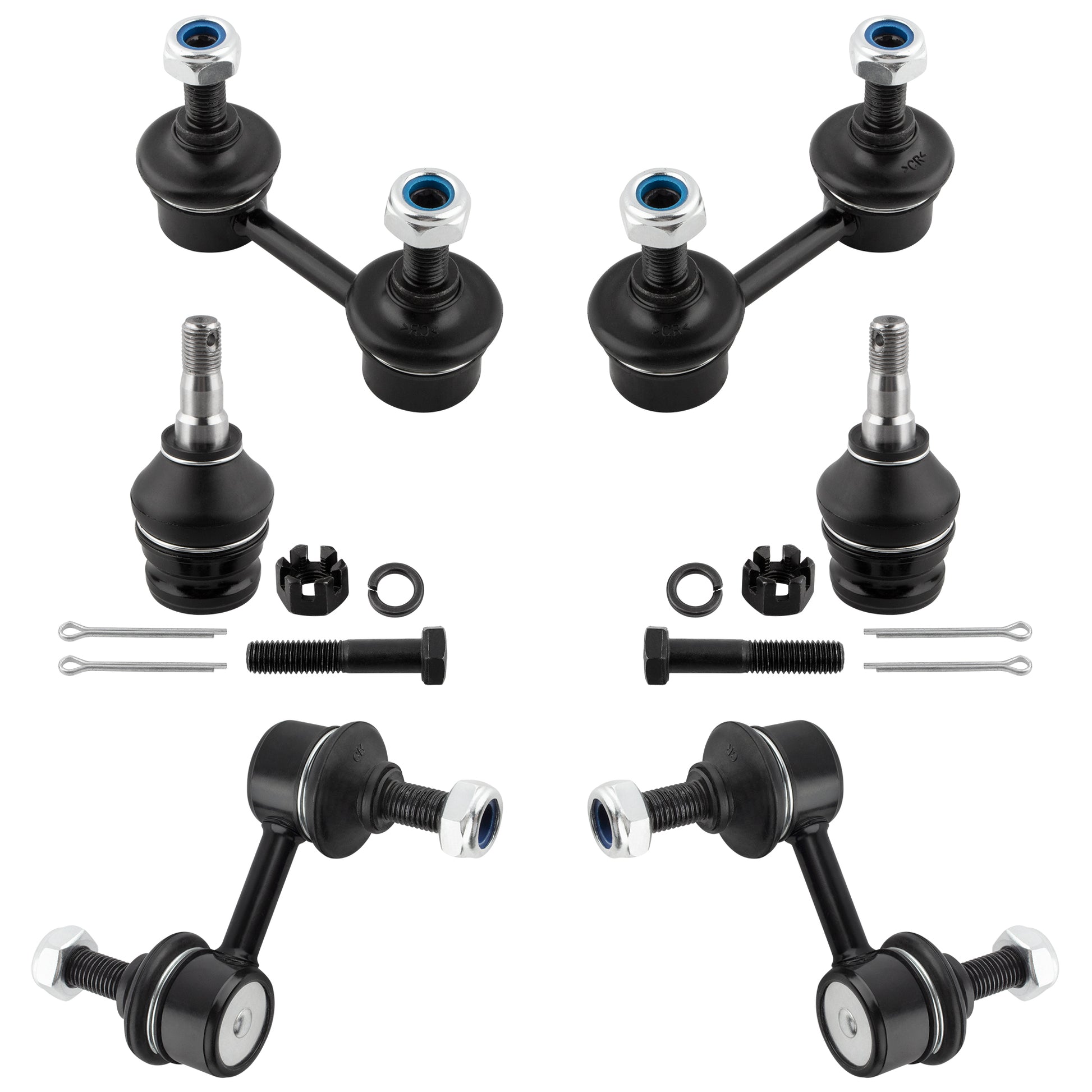 BOXI (Set of 6) Front & Rear Sway Bar Links + Front Lower Ball Joints fit for Subaru Forester