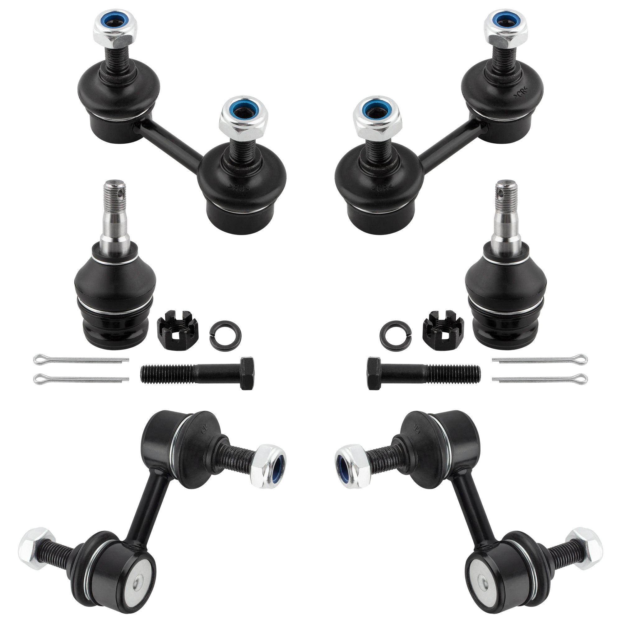 BOXI (Set of 6) Front & Rear Sway Bar Links + Front Lower Ball Joints fit for Subaru Forester