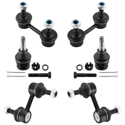 BOXI (Set of 6) Front & Rear Sway Bar Links + Front Lower Ball Joints fit for Subaru Forester